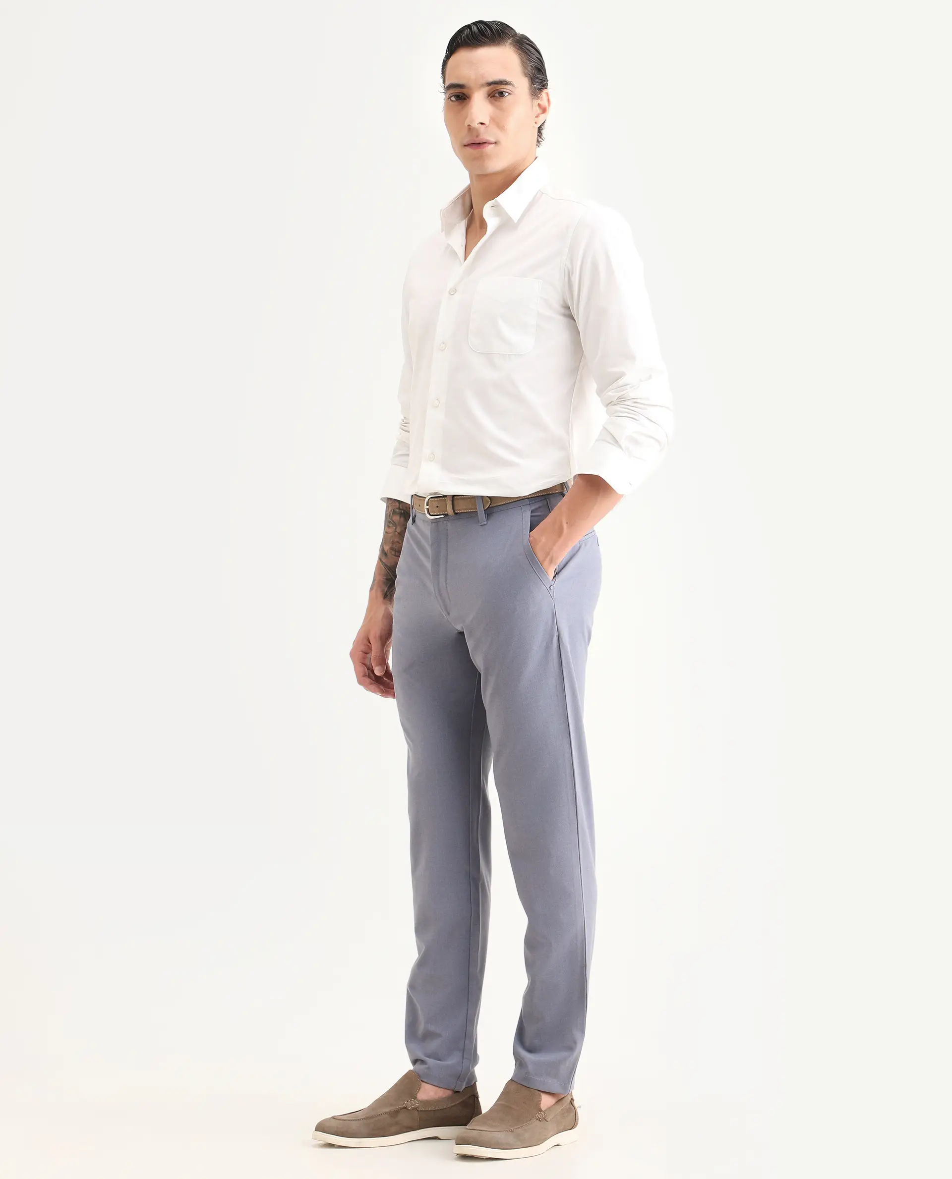 Rare Rabbit Men's Driver-Ss26 Dusky Purple Polyester Blend Fabric Regular Fit Plain Trouser - Image 5