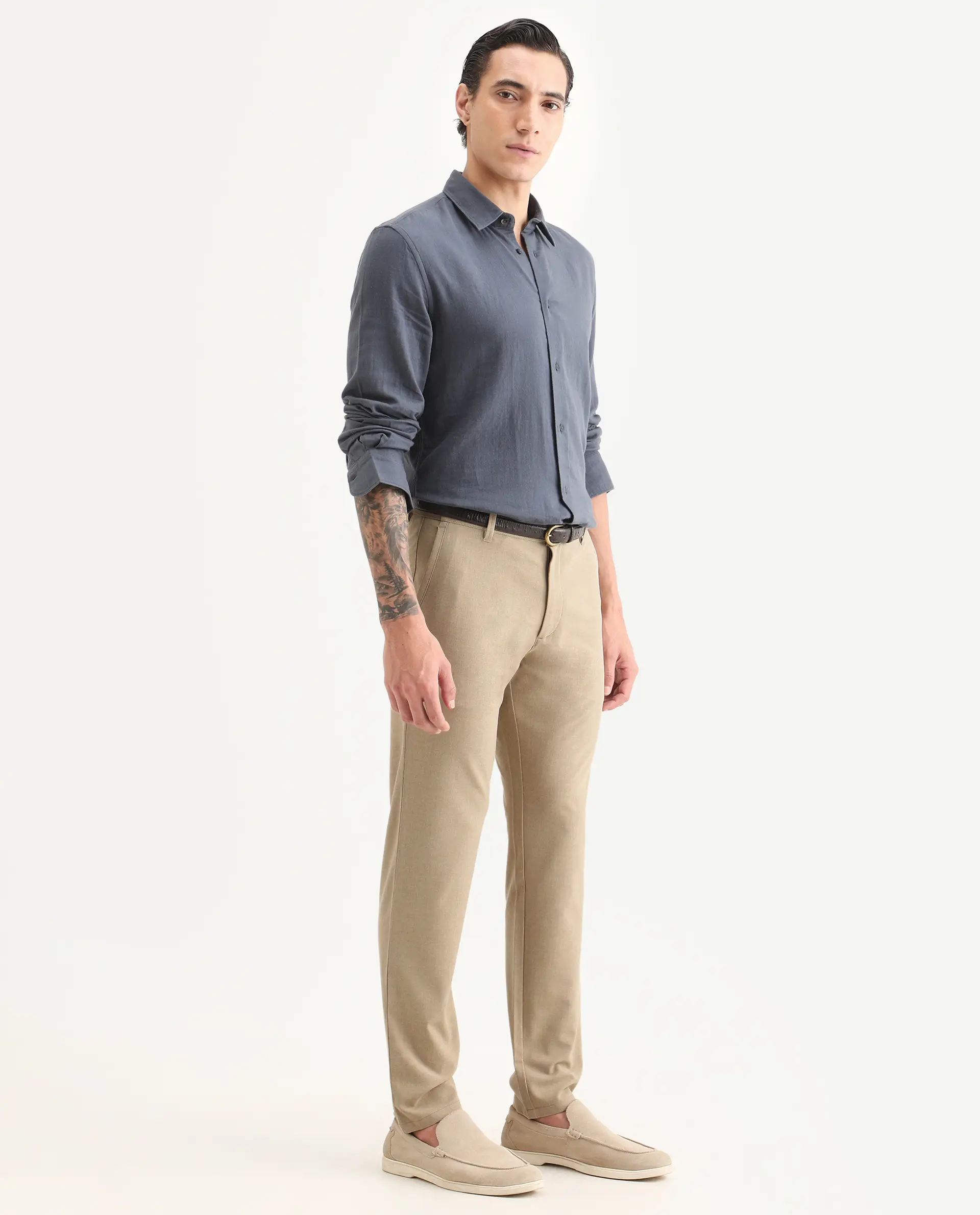 Rare Rabbit Men's Driver-Ss26 Khaki Polyester Blend Fabric Regular Fit Plain Trouser - Image 6