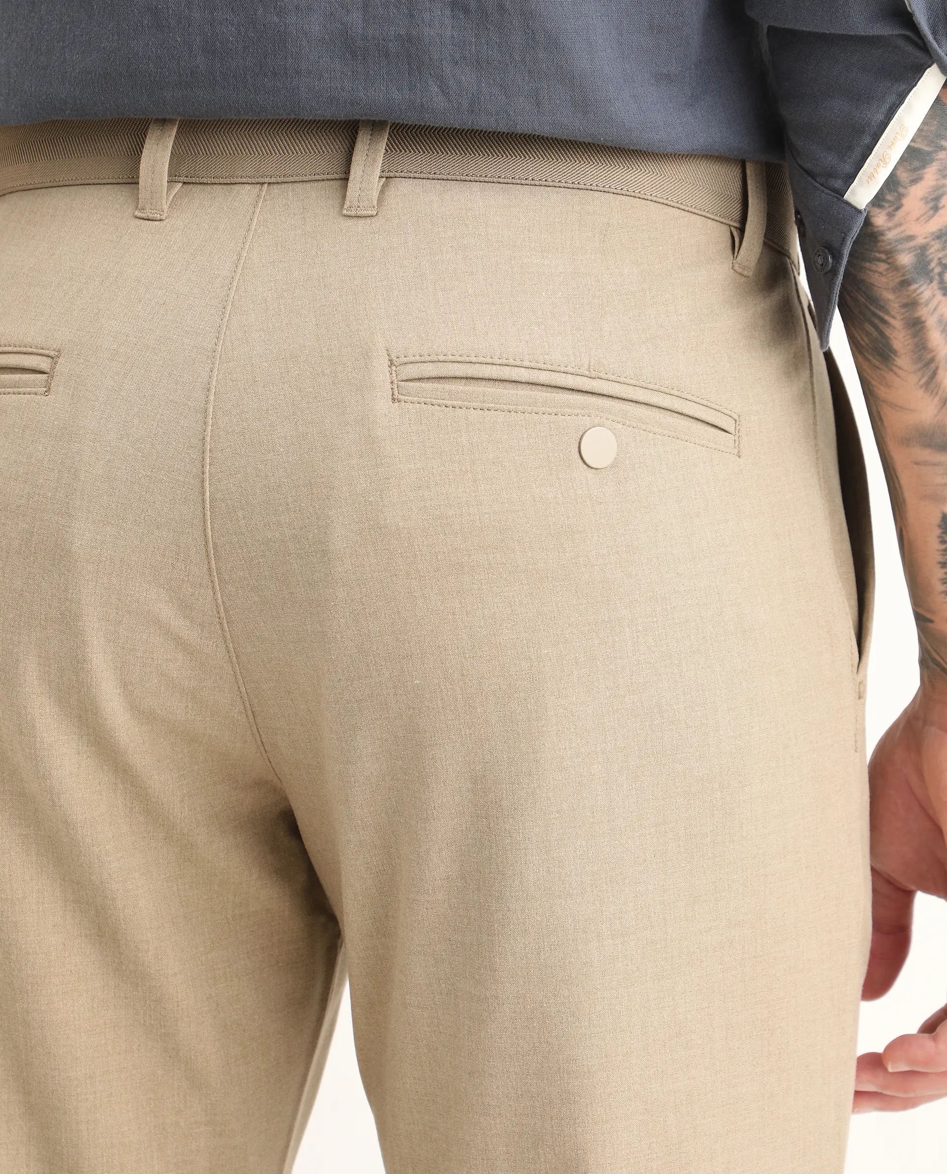 Rare Rabbit Men's Driver-Ss26 Khaki Polyester Blend Fabric Regular Fit Plain Trouser - Image 7