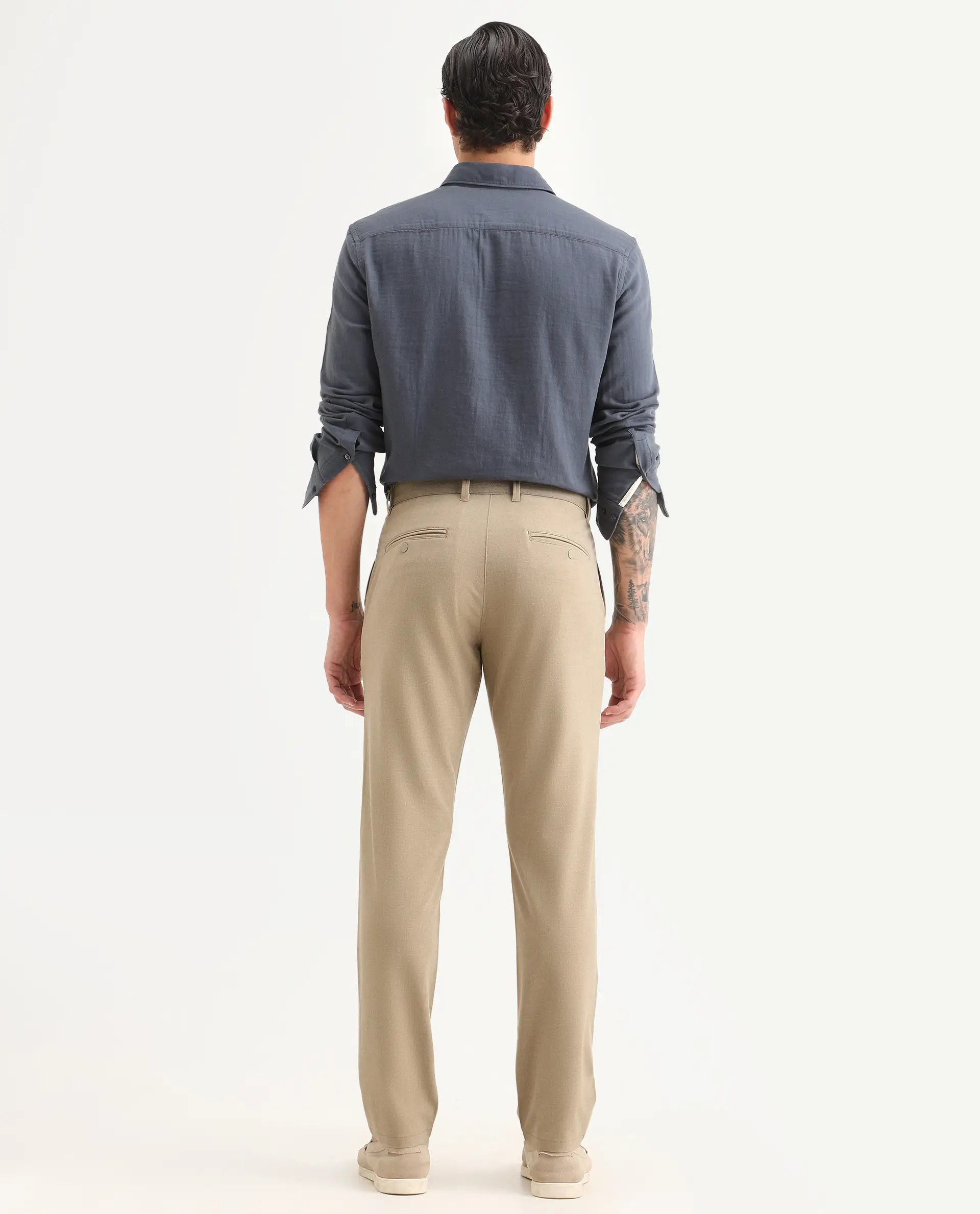 Rare Rabbit Men's Driver-Ss26 Khaki Polyester Blend Fabric Regular Fit Plain Trouser - Image 8