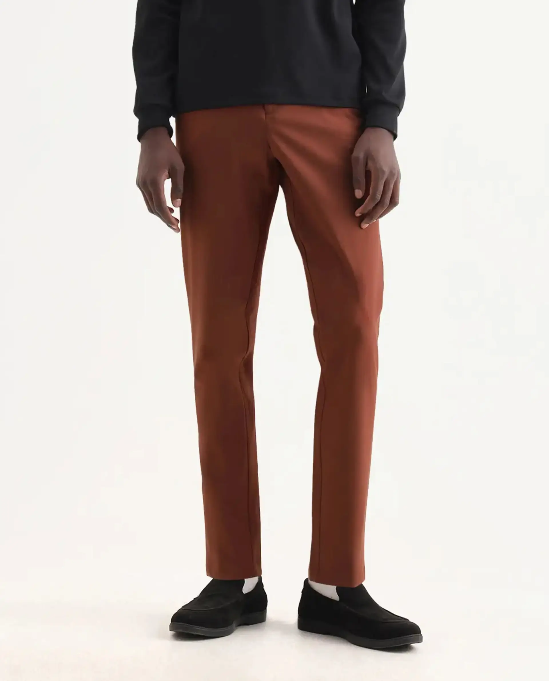Rare Rabbit Men's Drivers Dark Rust Polyester Blend Plain Regular Fit Trouser - Image 10