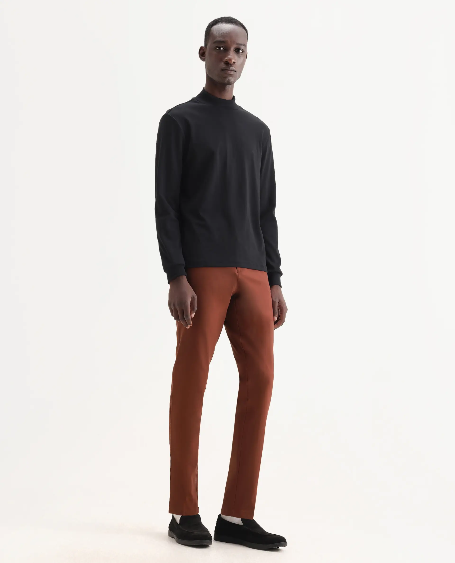 Rare Rabbit Men's Drivers Dark Rust Polyester Blend Plain Regular Fit Trouser - Image 4