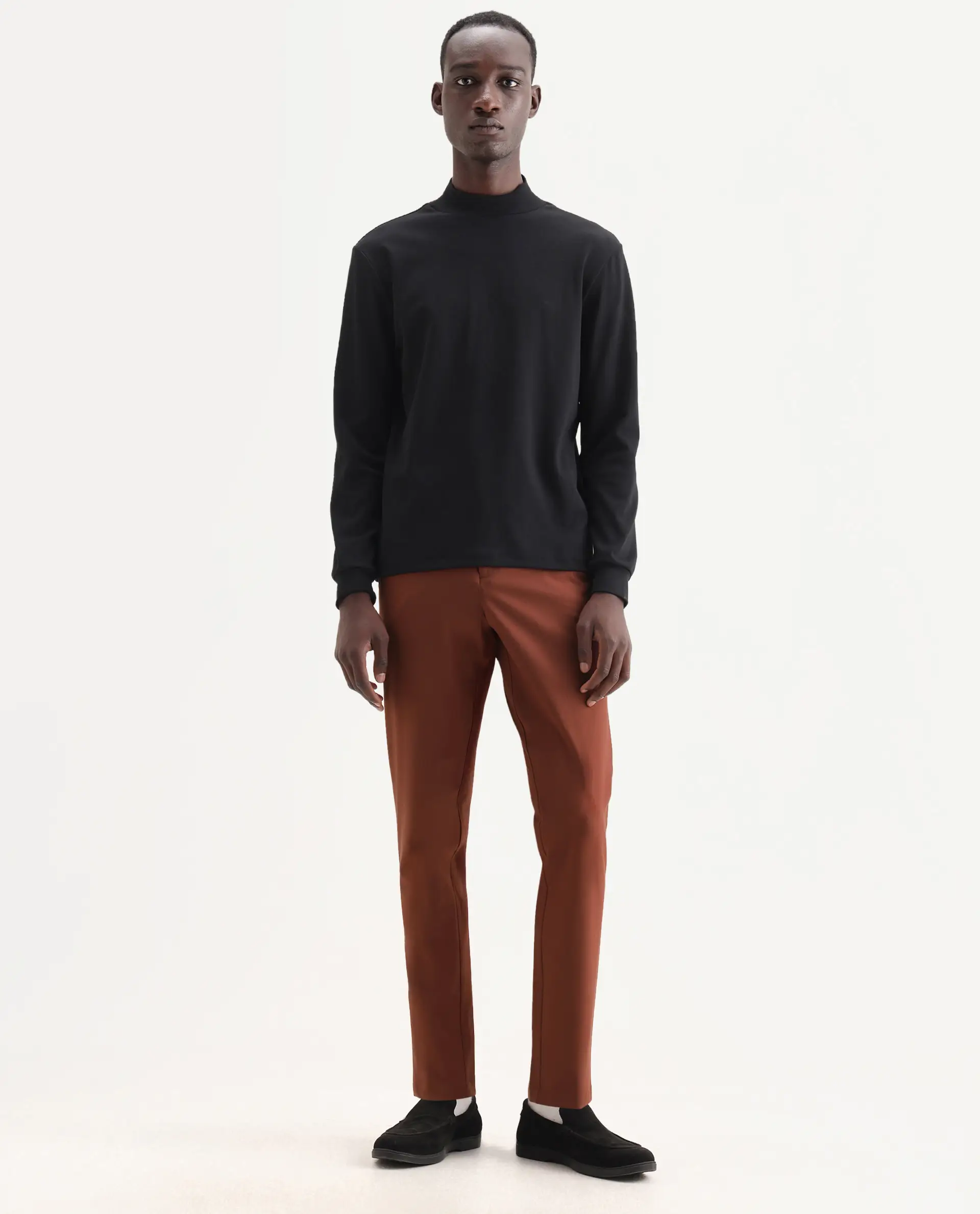 Rare Rabbit Men's Drivers Dark Rust Polyester Blend Plain Regular Fit Trouser - Image 8