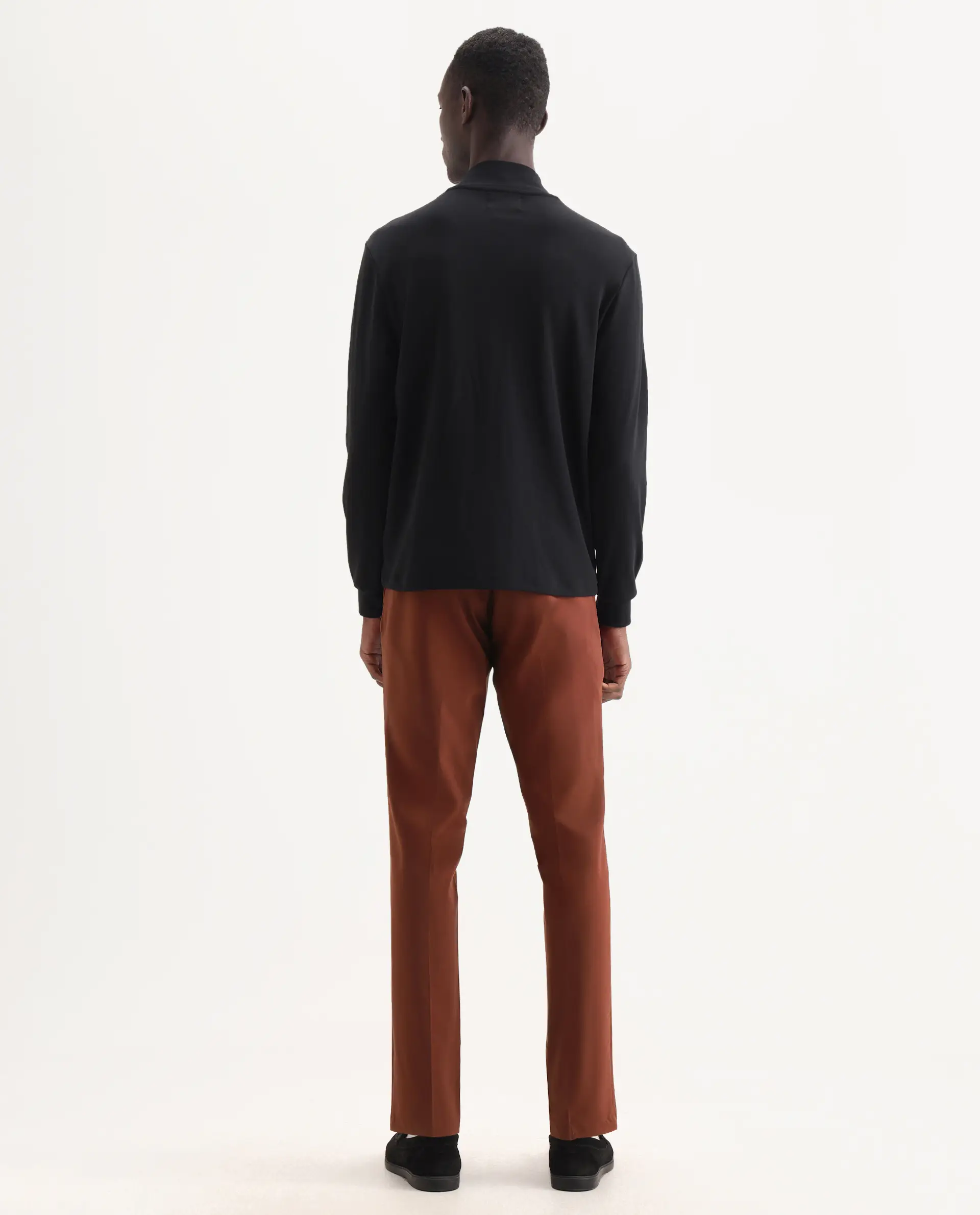 Rare Rabbit Men's Drivers Dark Rust Polyester Blend Plain Regular Fit Trouser - Image 9