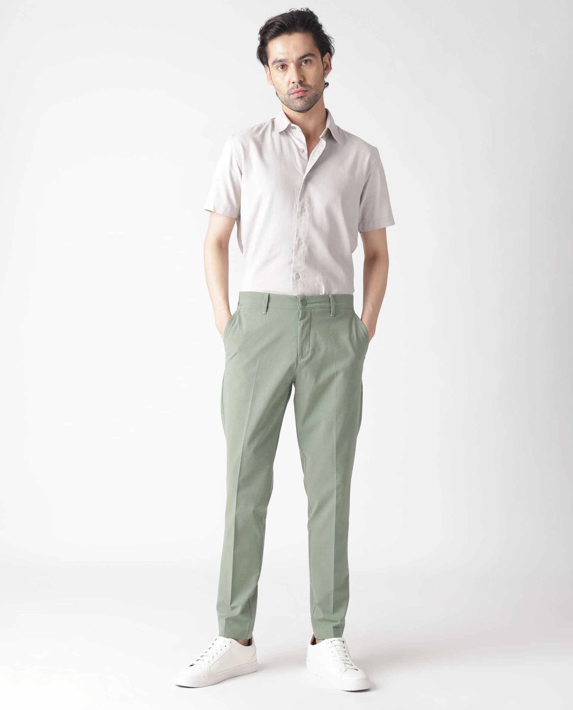 Rare Rabbit Men's Drivers Dusky Green Polyester Regular Fit Trouser - Image 12