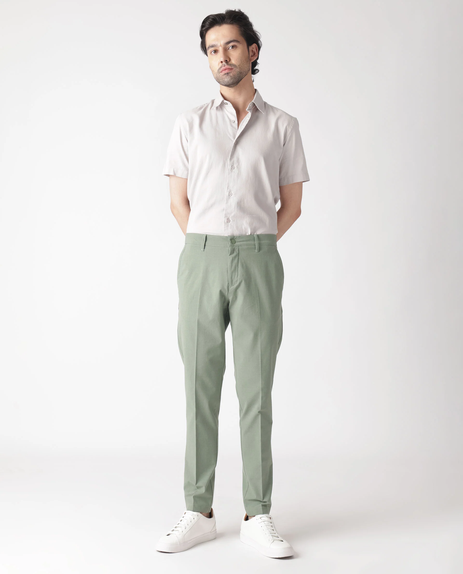 Rare Rabbit Men's Drivers Dusky Green Polyester Regular Fit Trouser - Image 13