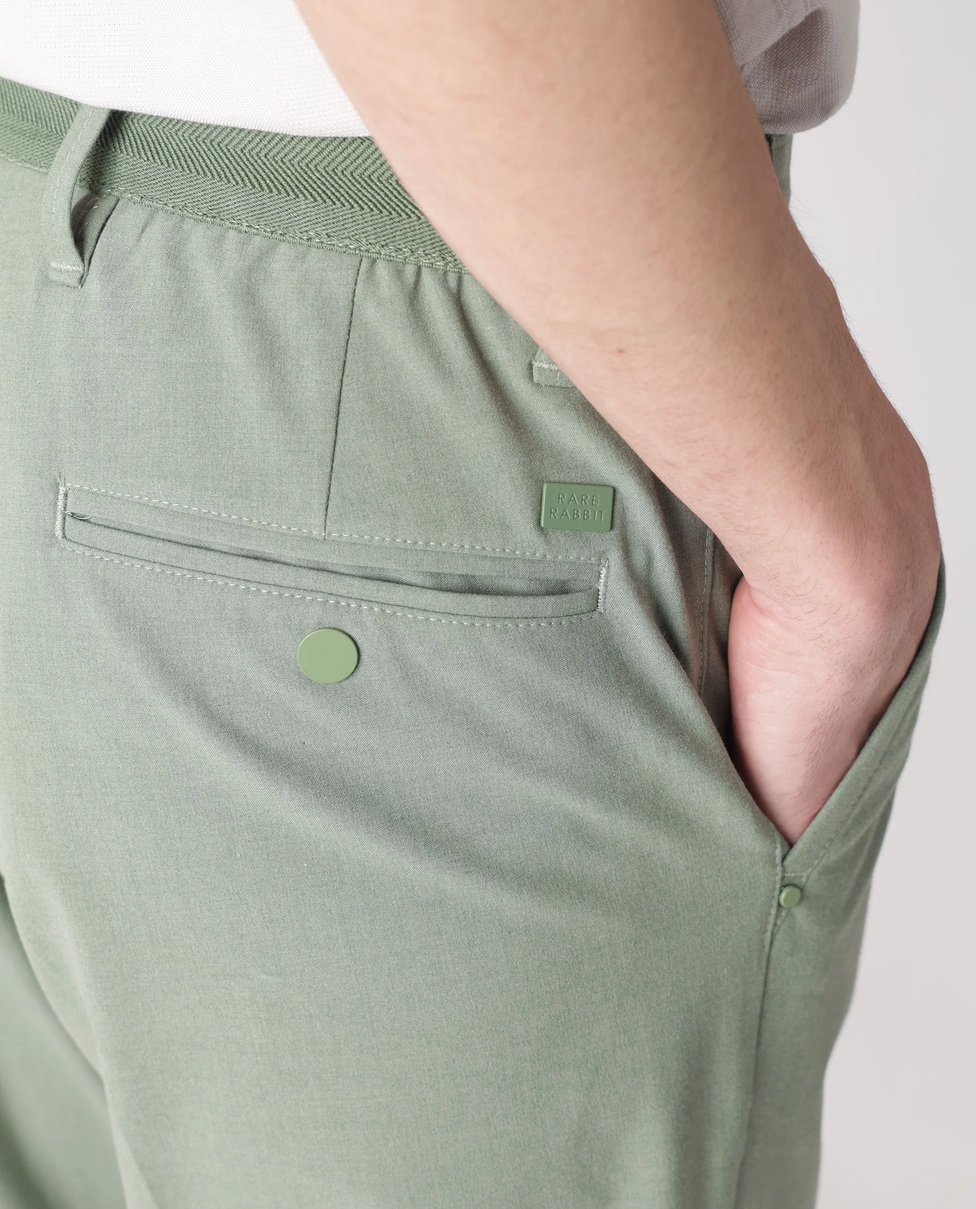 Rare Rabbit Men's Drivers Dusky Green Polyester Regular Fit Trouser - Image 5