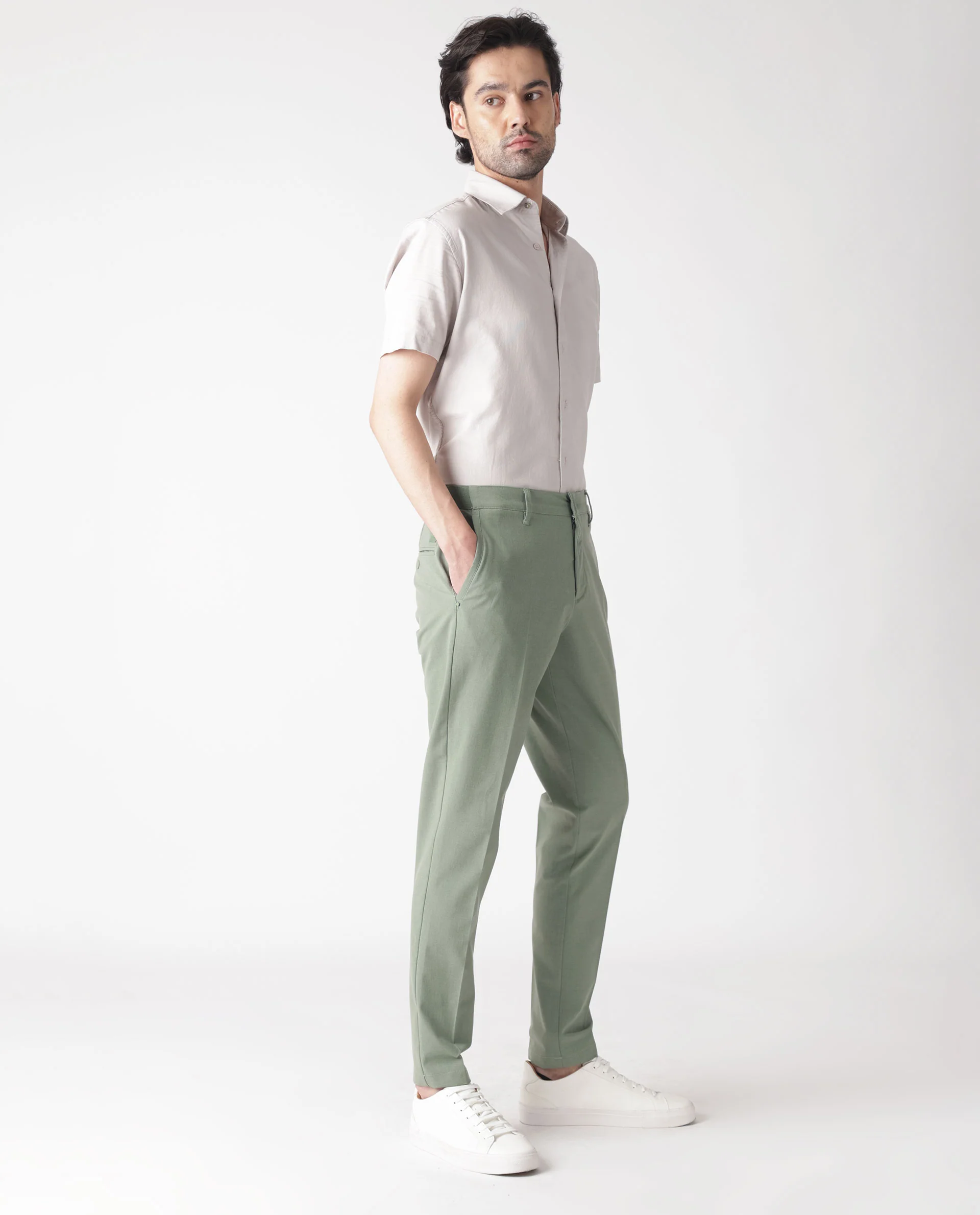 Rare Rabbit Men's Drivers Dusky Green Polyester Regular Fit Trouser - Image 6