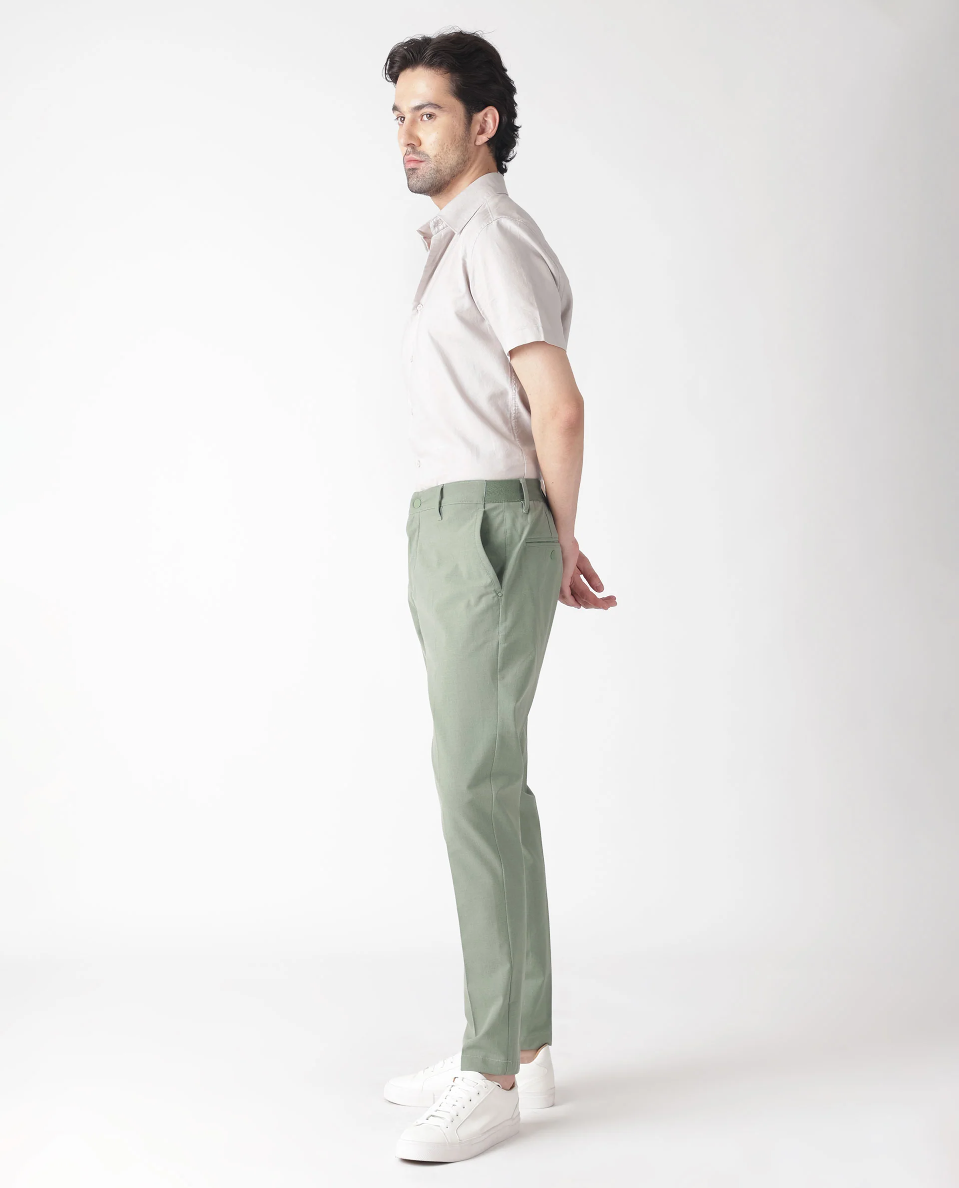 Rare Rabbit Men's Drivers Dusky Green Polyester Regular Fit Trouser - Image 7