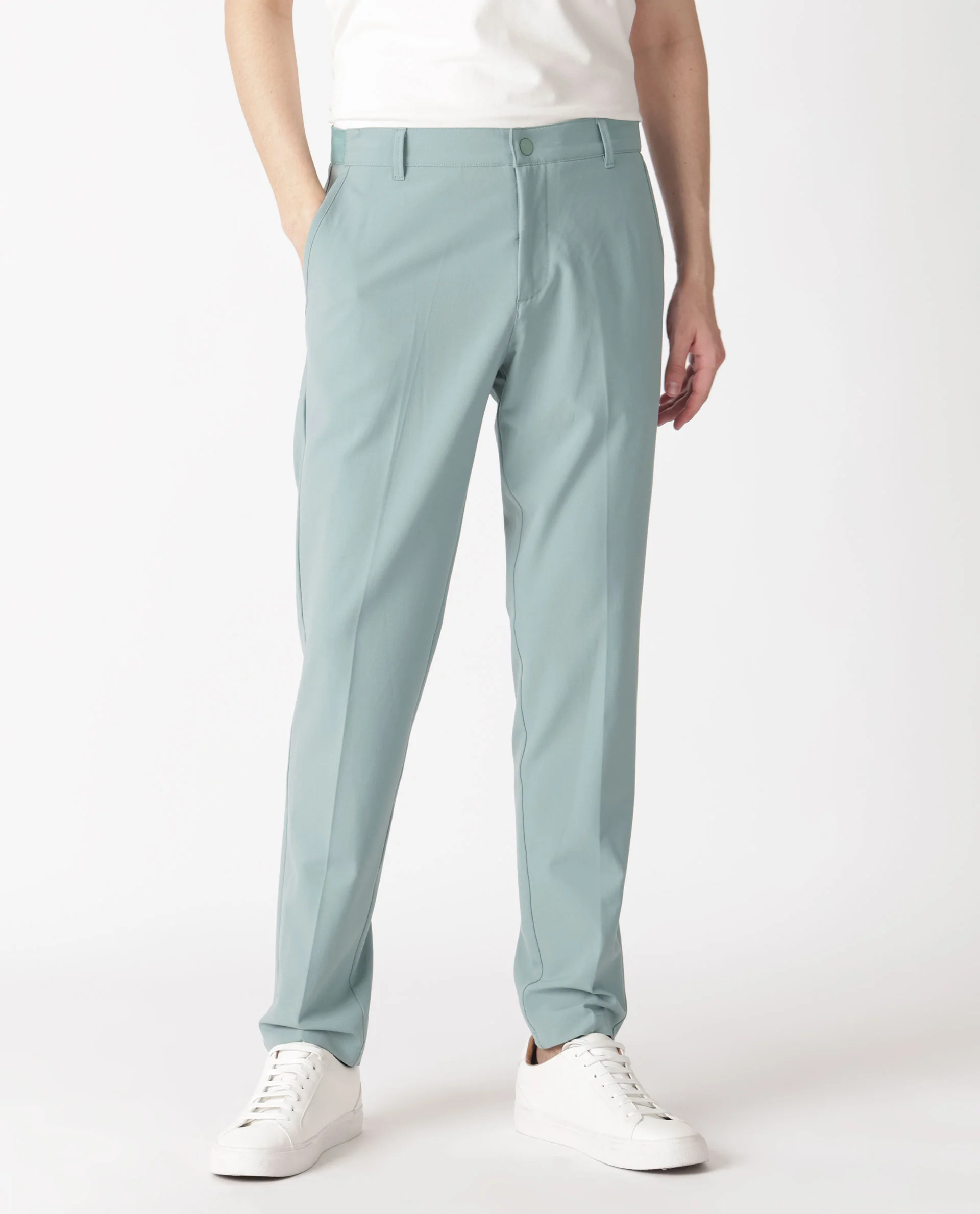 Rare Rabbit Men's Drivers Pastel Green Polyester Blend Plain Regular Fit Trouser - Image 2