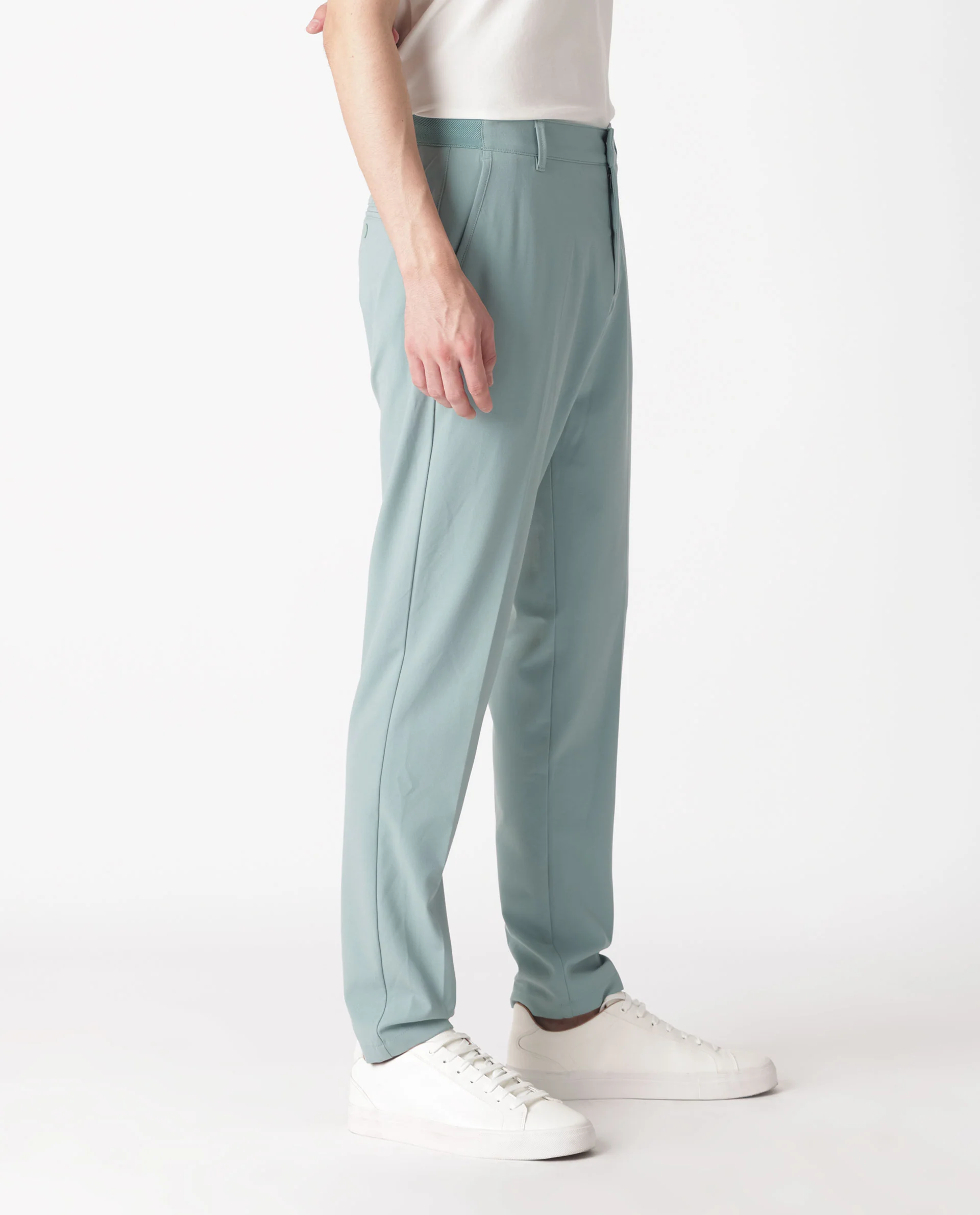 Rare Rabbit Men's Drivers Pastel Green Polyester Blend Plain Regular Fit Trouser - Image 5