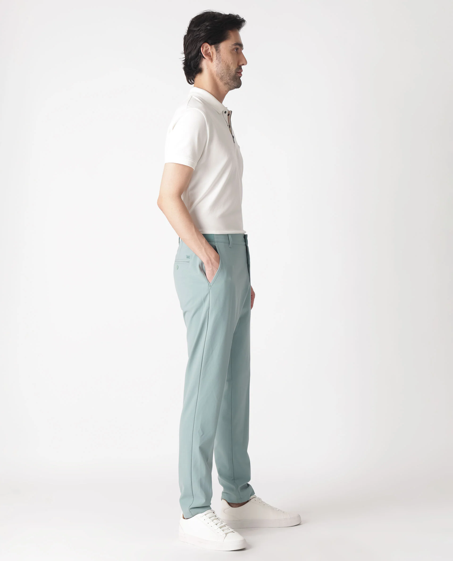 Rare Rabbit Men's Drivers Pastel Green Polyester Blend Plain Regular Fit Trouser - Image 6