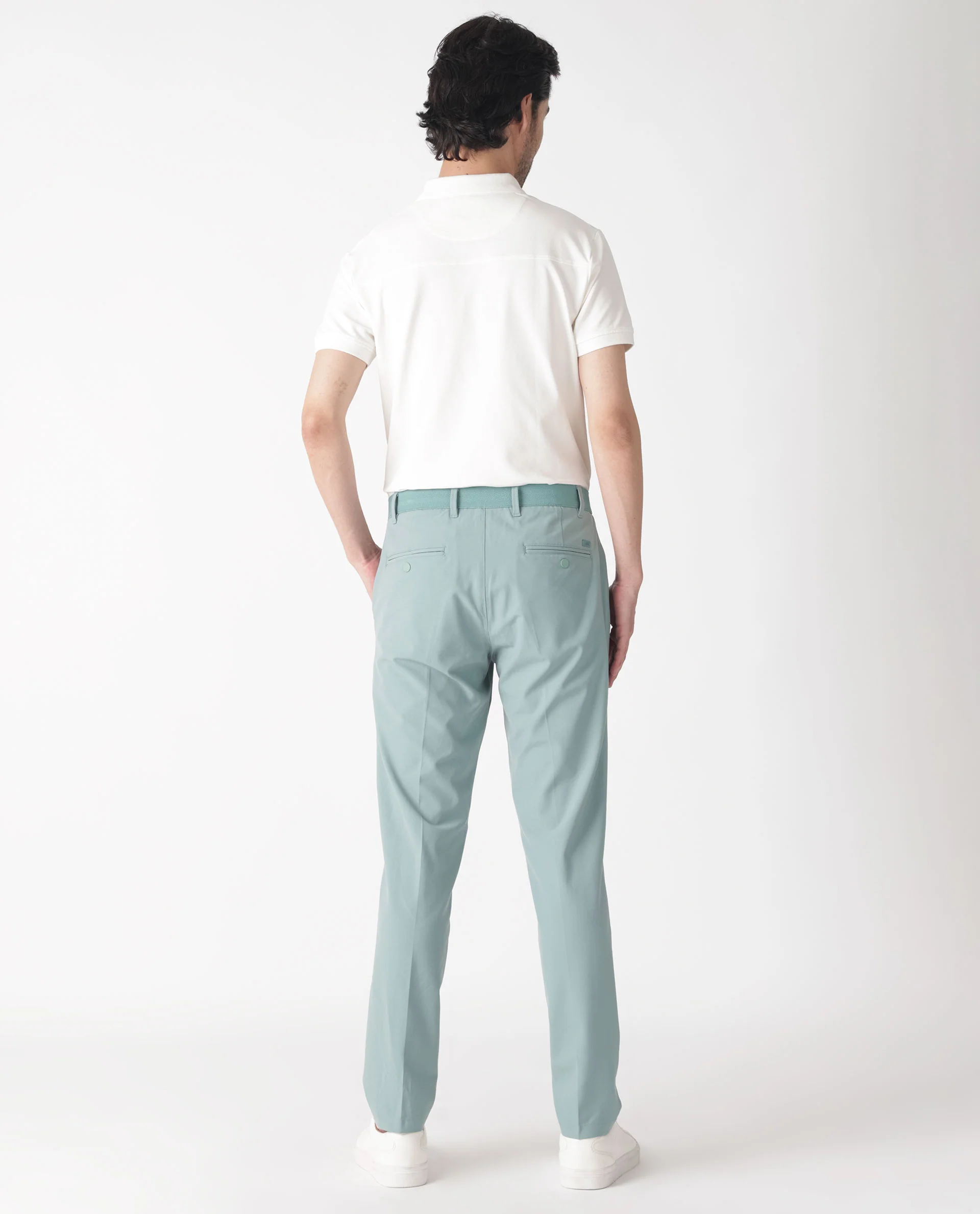 Rare Rabbit Men's Drivers Pastel Green Polyester Blend Plain Regular Fit Trouser - Image 9