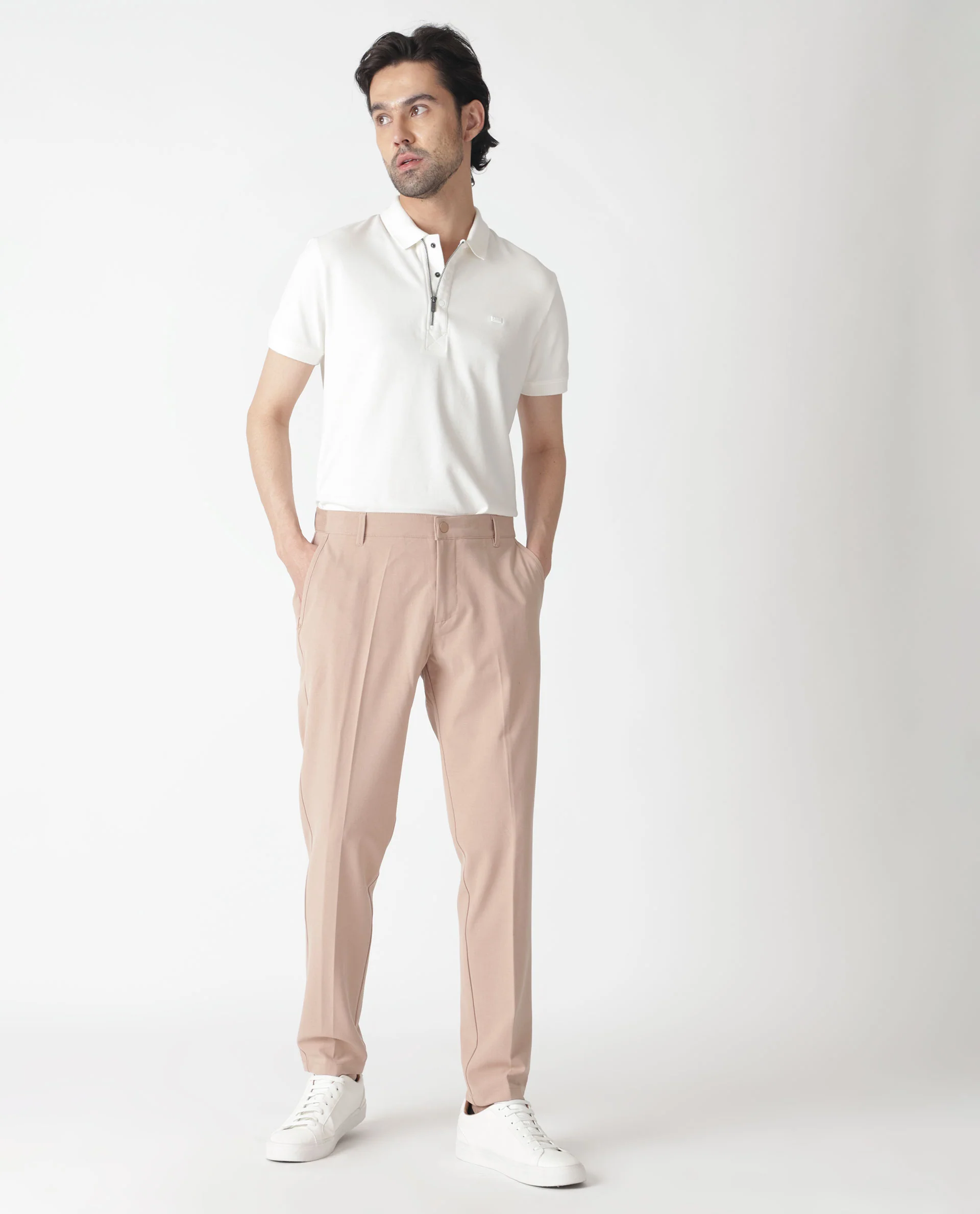 Rare Rabbit Men's Drivers Pastel Pink Polyester Plain Regular Fit Trouser - Image 12
