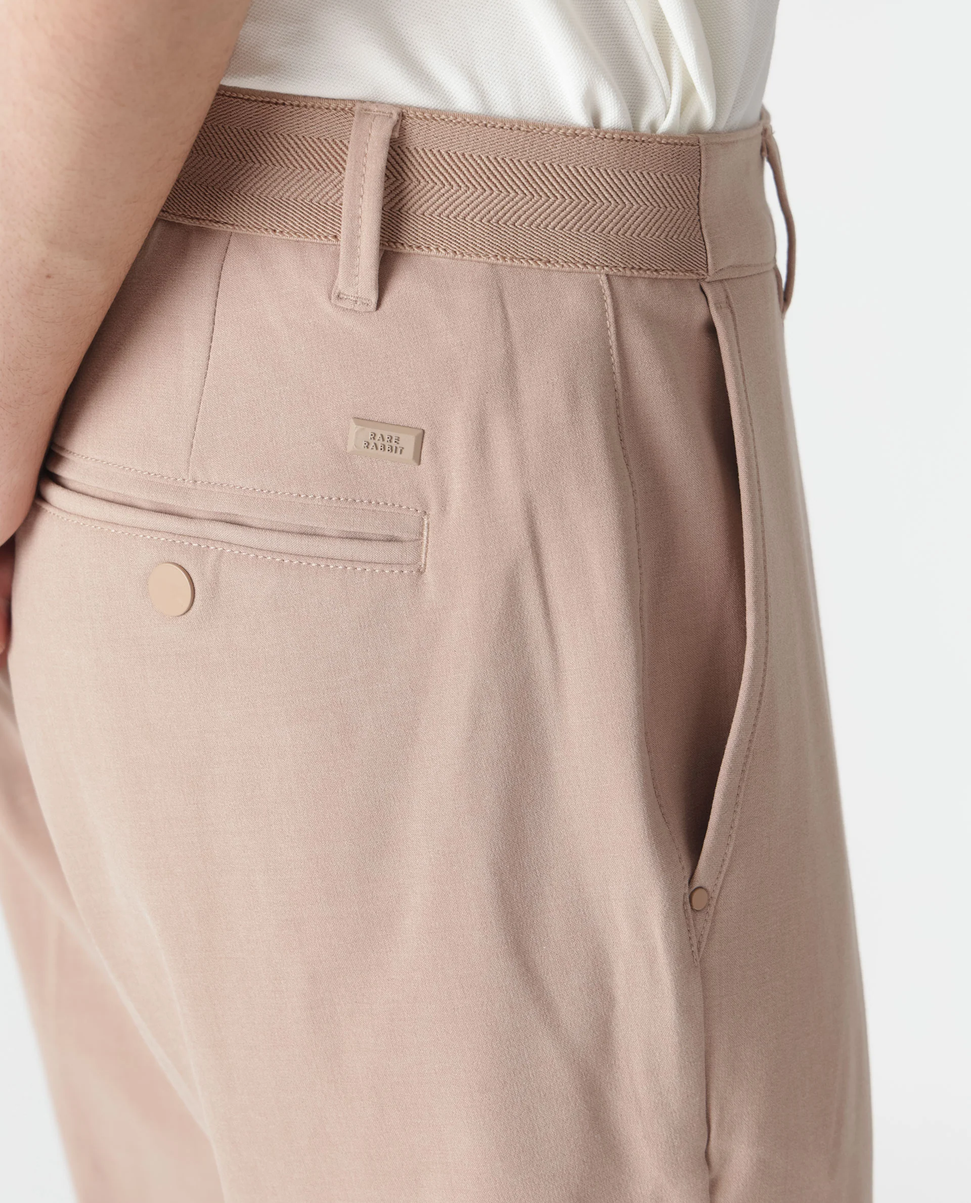 Rare Rabbit Men's Drivers Pastel Pink Polyester Plain Regular Fit Trouser - Image 4