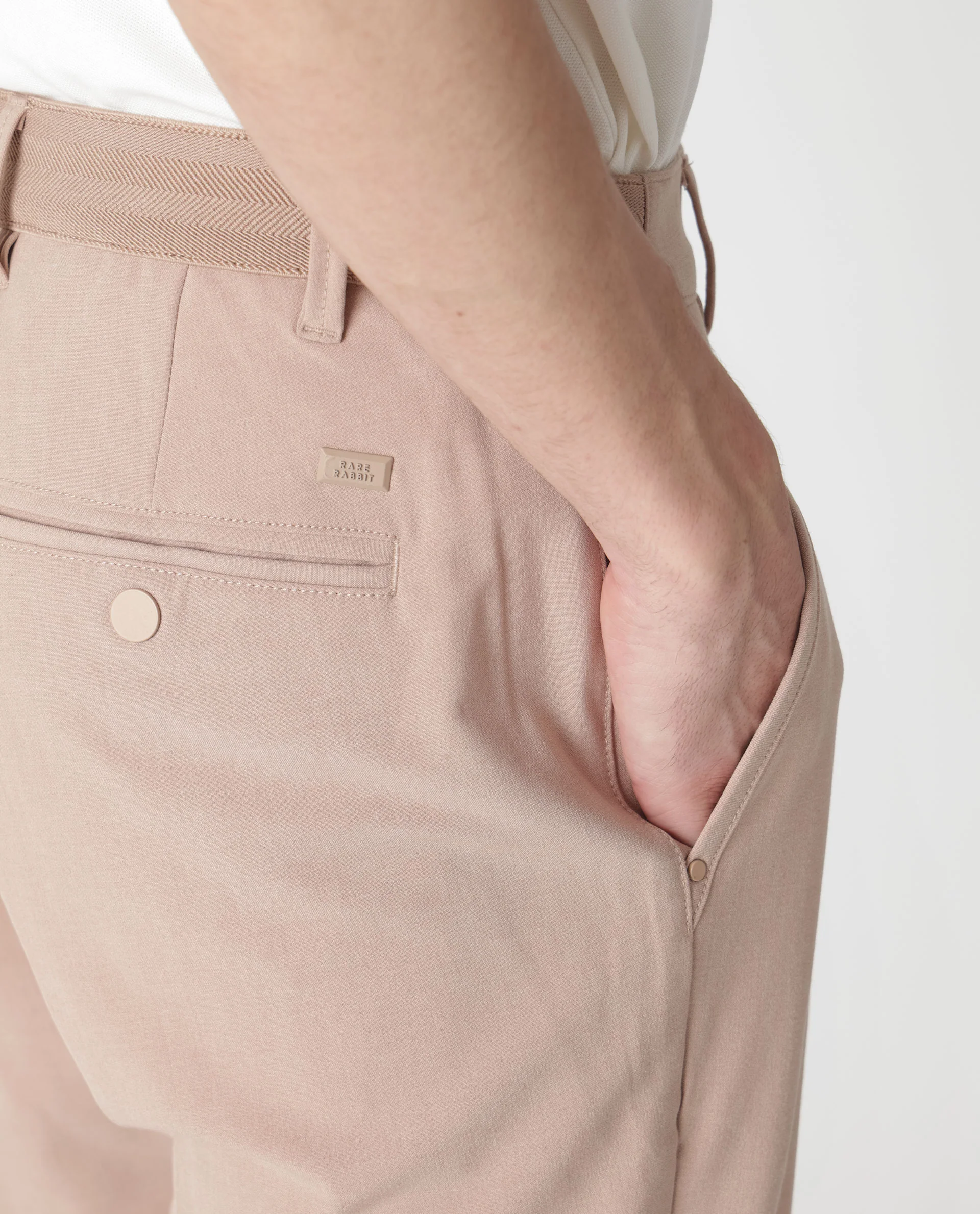Rare Rabbit Men's Drivers Pastel Pink Polyester Plain Regular Fit Trouser - Image 5
