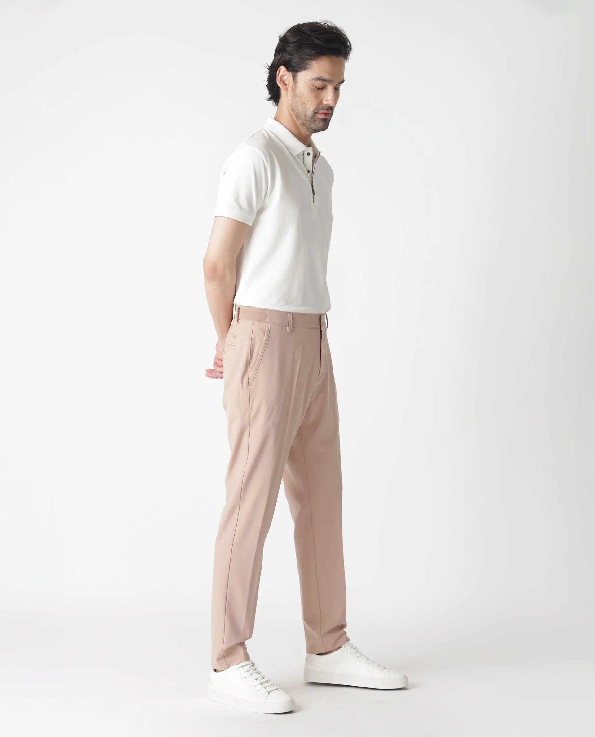 Rare Rabbit Men's Drivers Pastel Pink Polyester Plain Regular Fit Trouser - Image 6