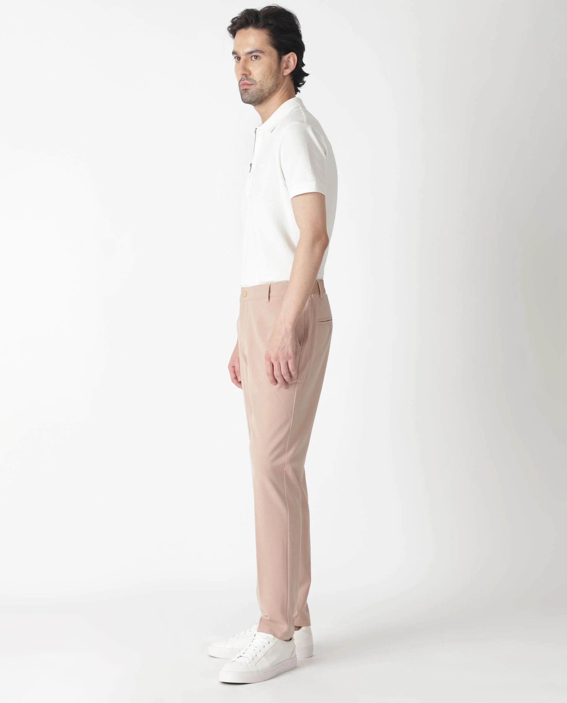 Rare Rabbit Men's Drivers Pastel Pink Polyester Plain Regular Fit Trouser - Image 7
