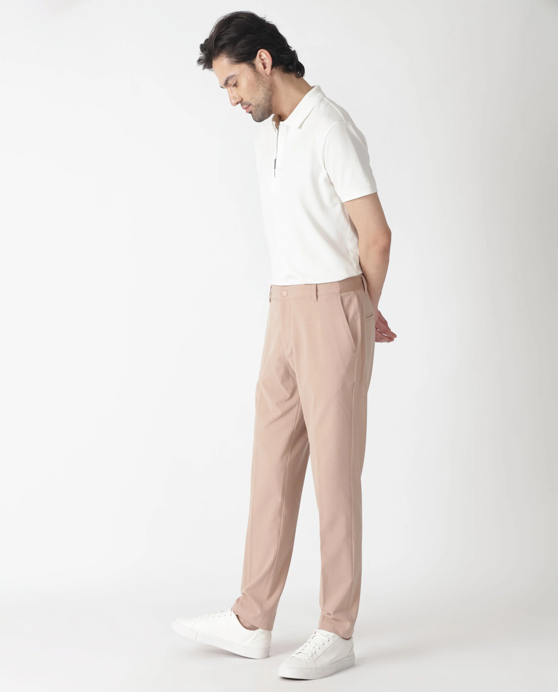 Rare Rabbit Men's Drivers Pastel Pink Polyester Plain Regular Fit Trouser - Image 8