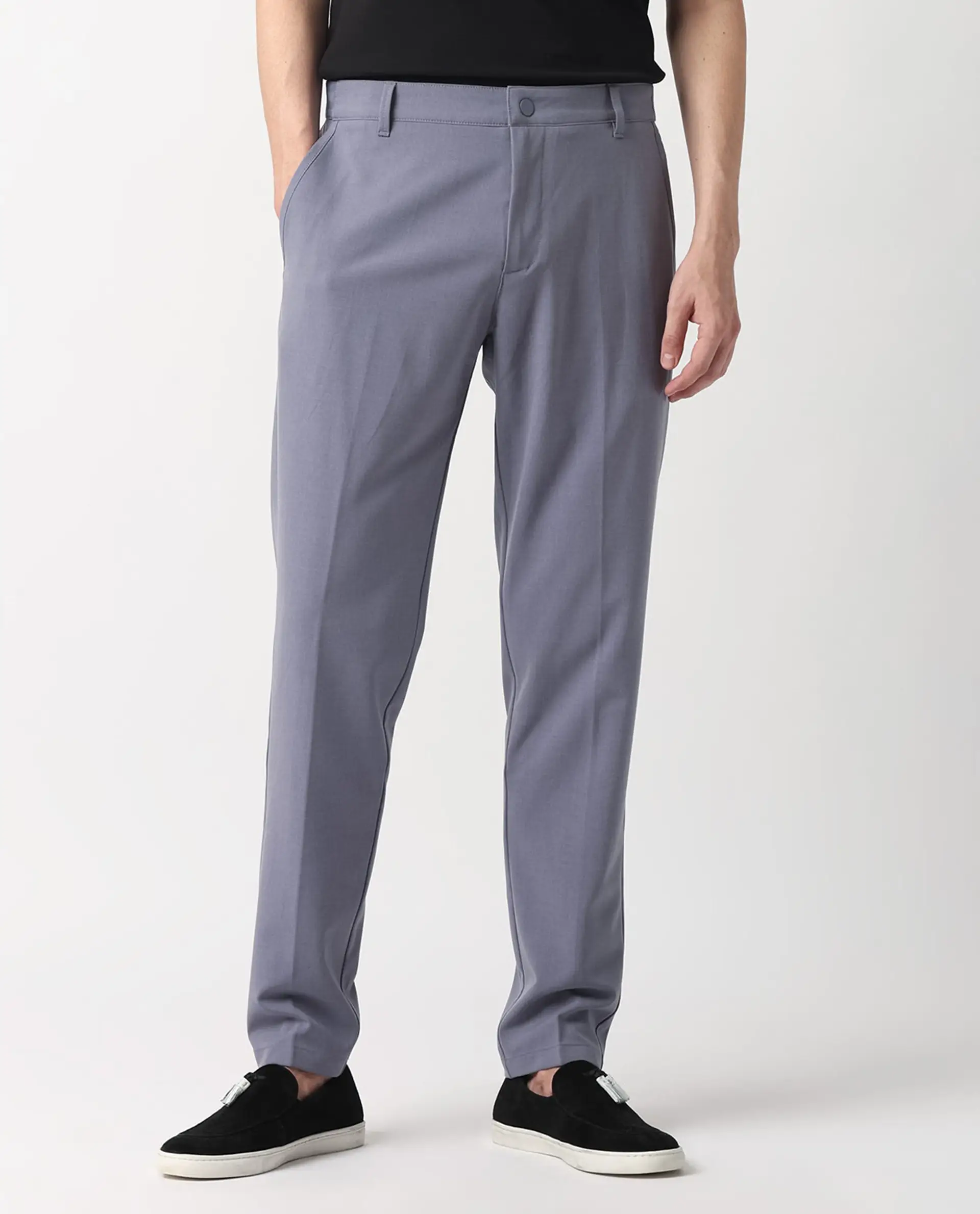 Rare Rabbit Men's Drivers Pastel Purple Polyester Blend Plain Regular Fit Trouser - Image 11