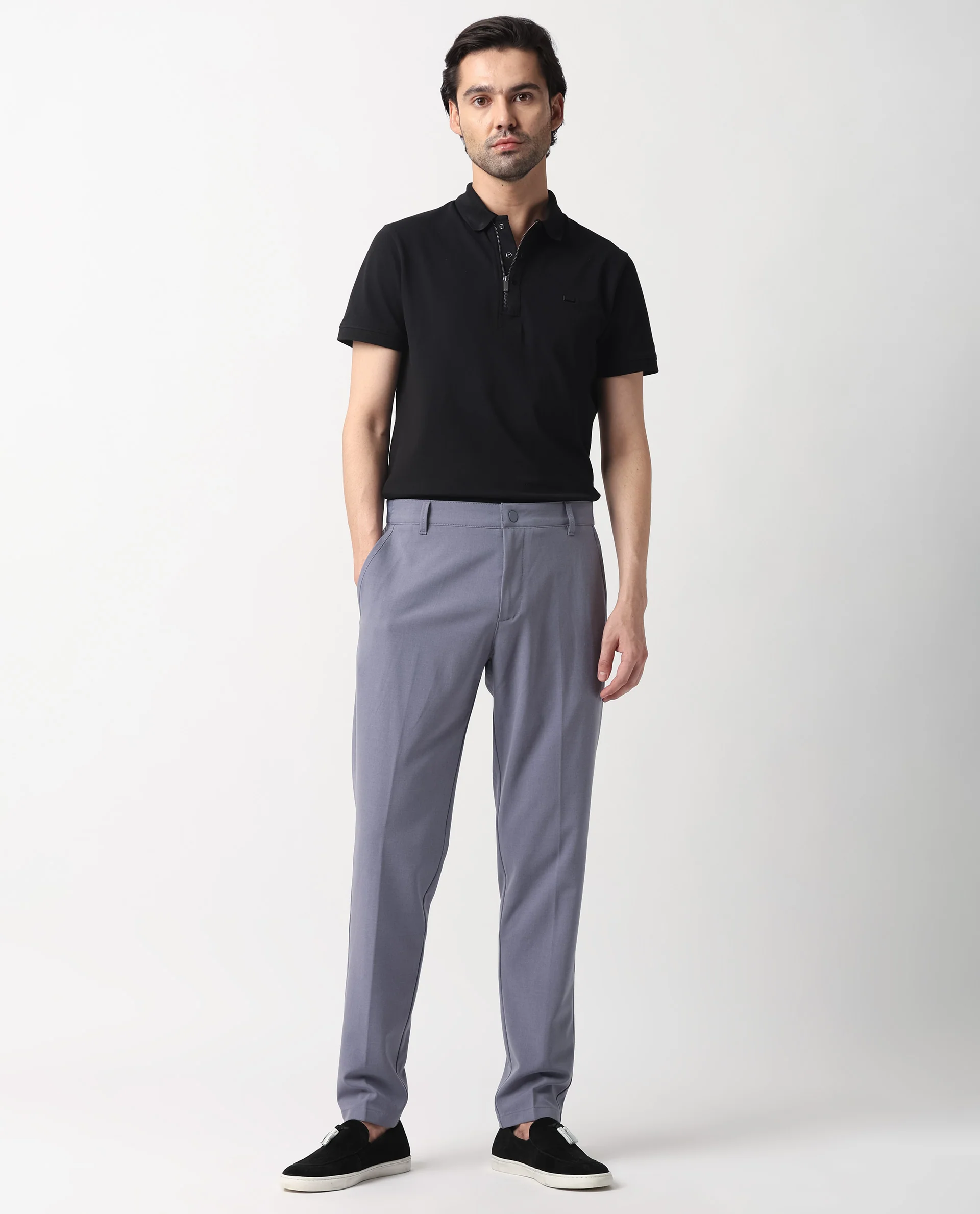 Rare Rabbit Men's Drivers Pastel Purple Polyester Blend Plain Regular Fit Trouser - Image 3