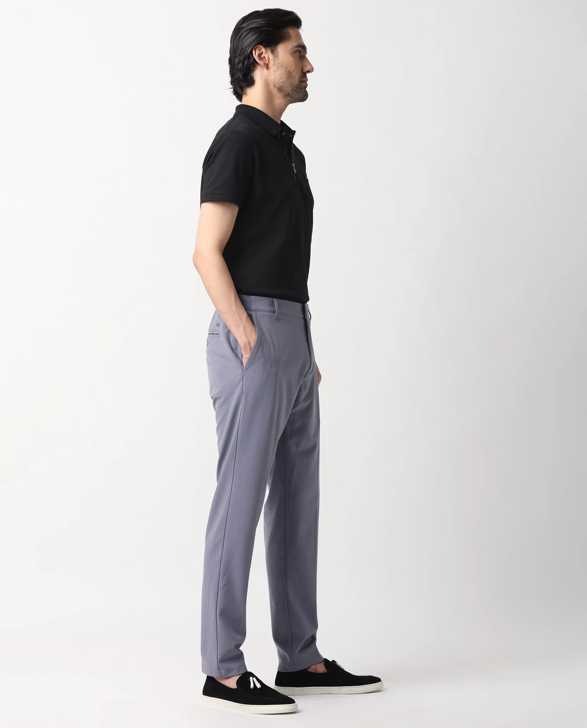 Rare Rabbit Men's Drivers Pastel Purple Polyester Blend Plain Regular Fit Trouser - Image 5