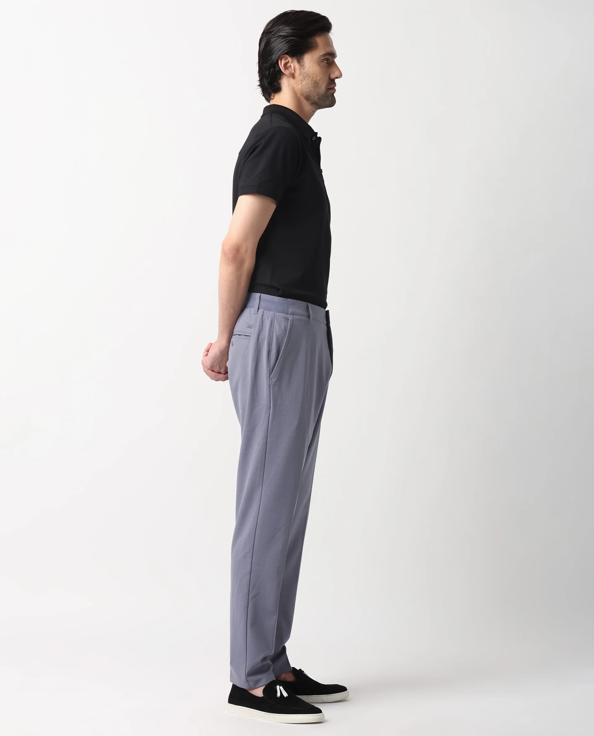 Rare Rabbit Men's Drivers Pastel Purple Polyester Blend Plain Regular Fit Trouser - Image 6