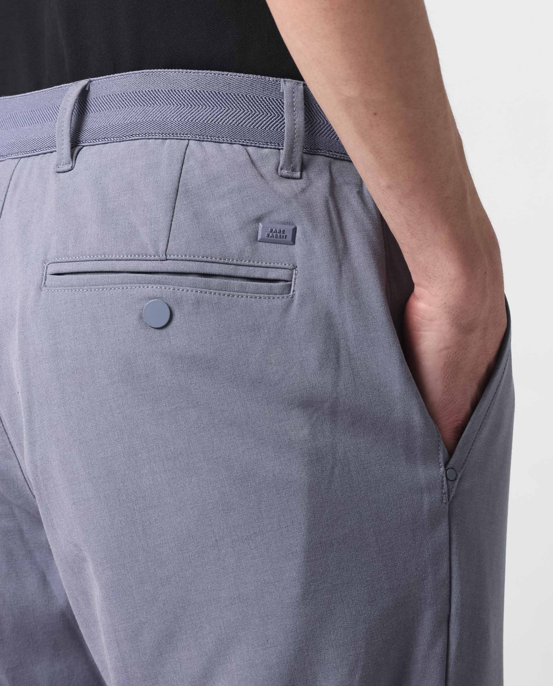 Rare Rabbit Men's Drivers Pastel Purple Polyester Blend Plain Regular Fit Trouser - Image 9