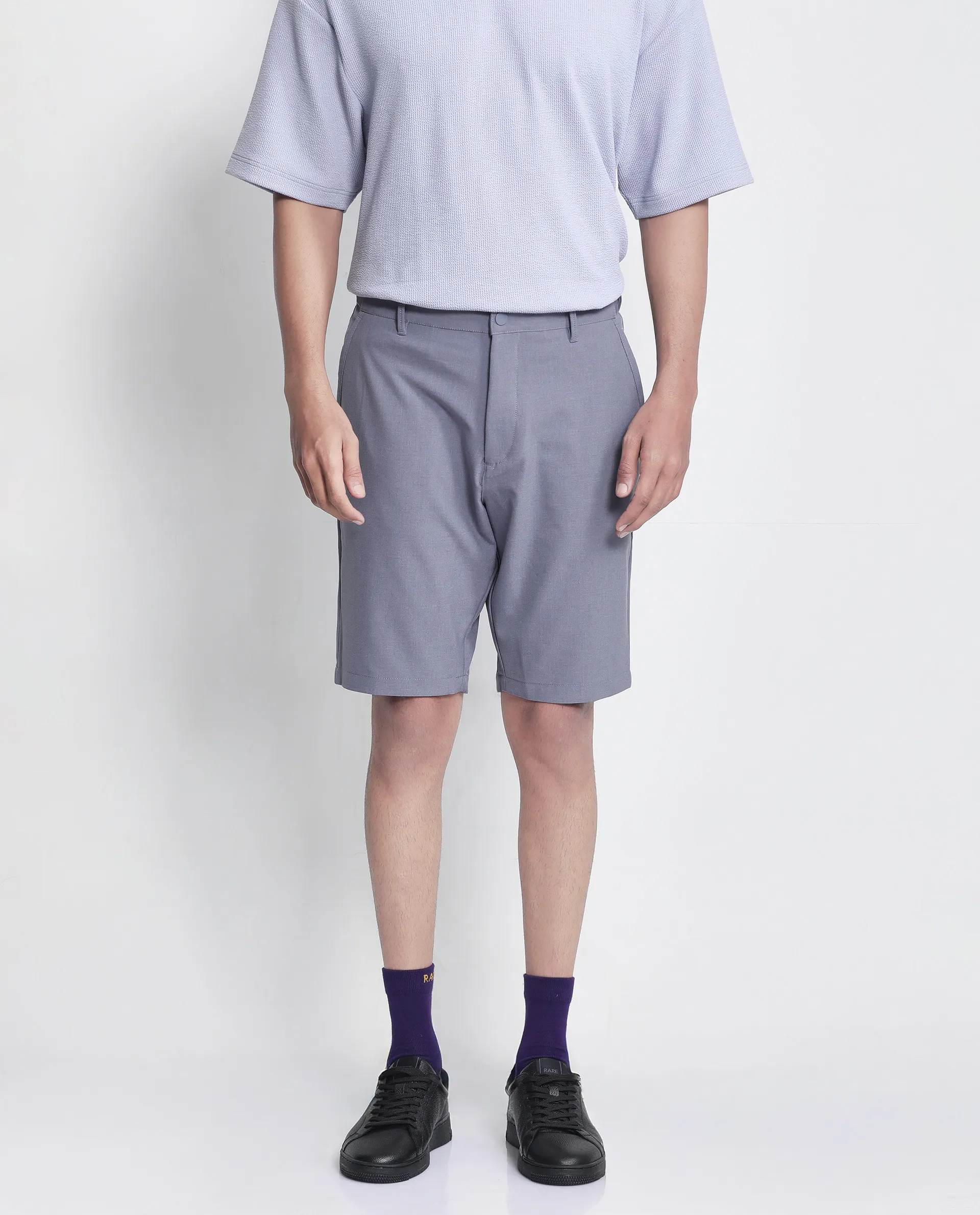 Rare Rabbit Men's Drivo Dusky Purple Polyester Blend Plain Regular Fit Shorts - Image 2