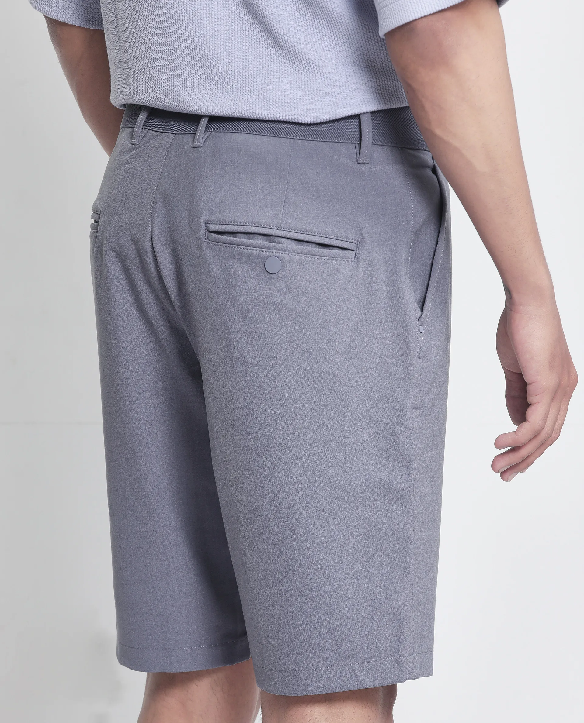 Rare Rabbit Men's Drivo Dusky Purple Polyester Blend Plain Regular Fit Shorts - Image 3