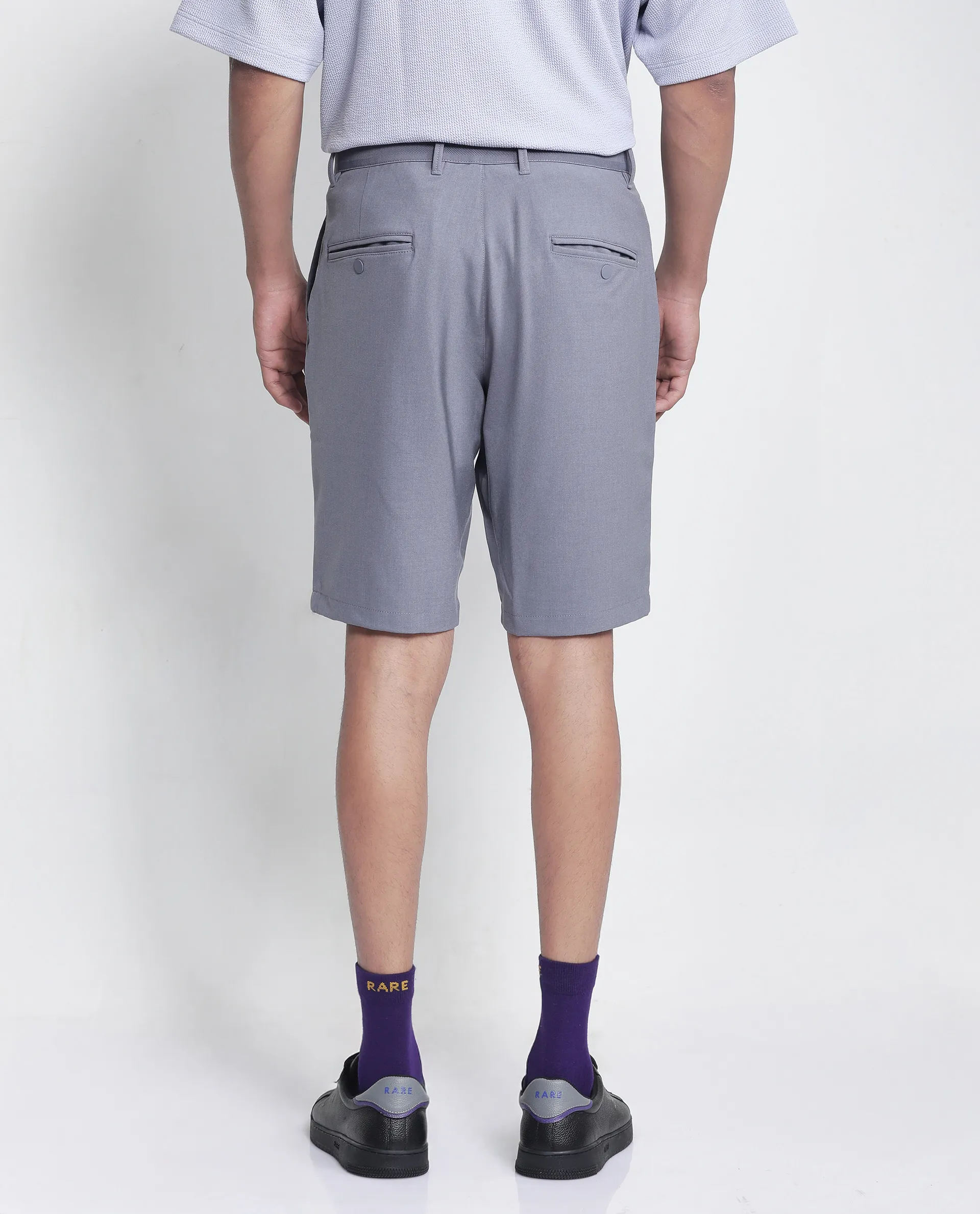 Rare Rabbit Men's Drivo Dusky Purple Polyester Blend Plain Regular Fit Shorts - Image 4