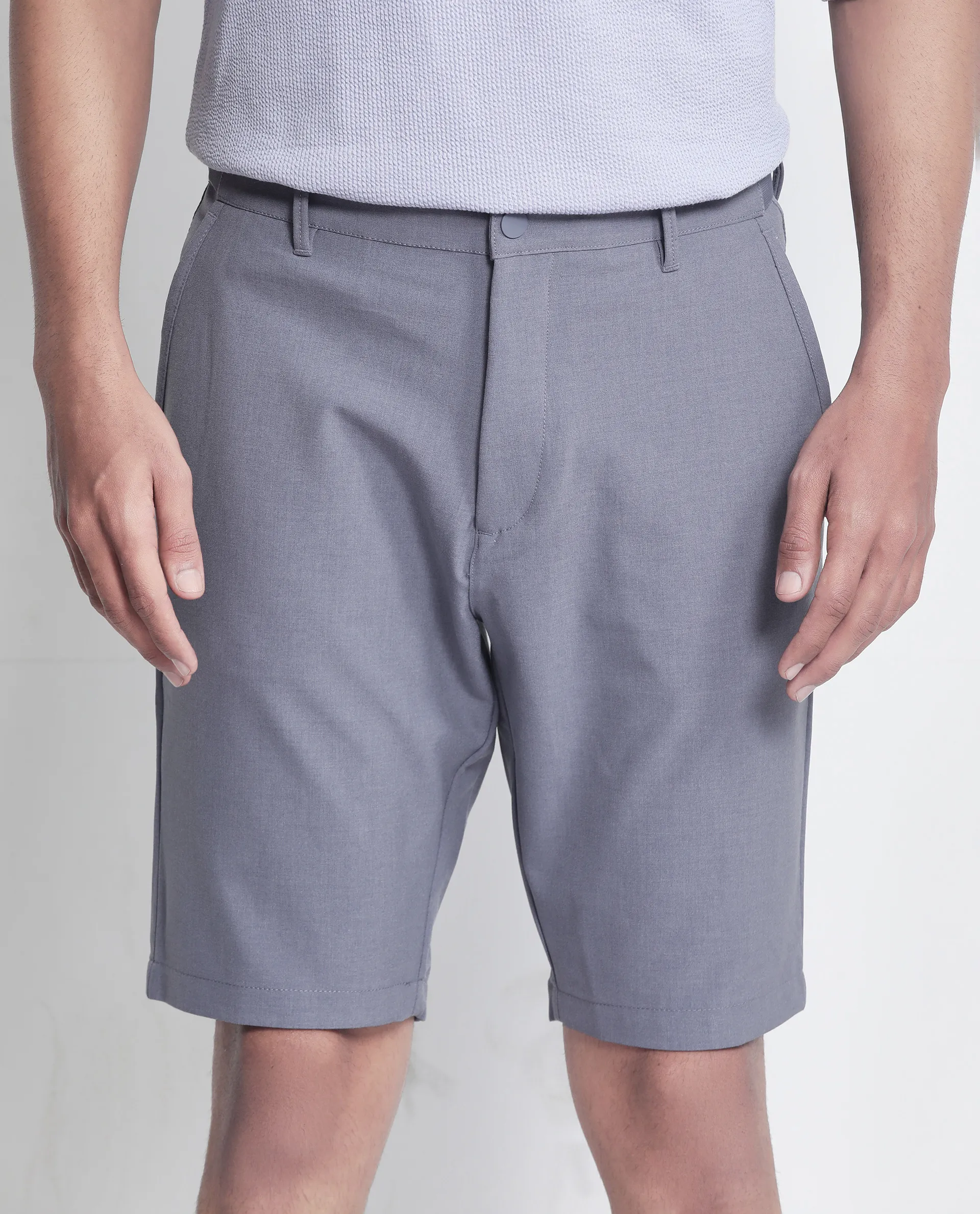 Rare Rabbit Men's Drivo Dusky Purple Polyester Blend Plain Regular Fit Shorts - Image 7