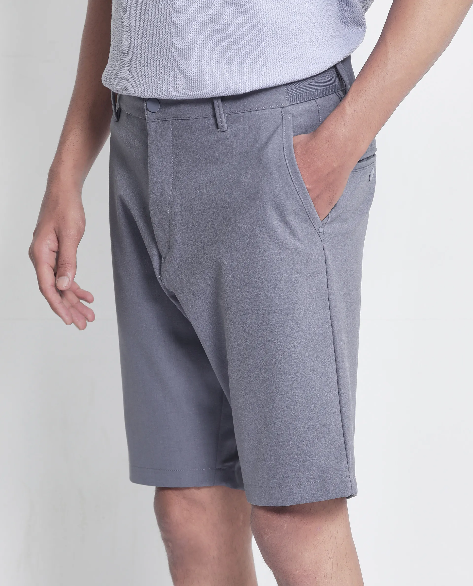 Rare Rabbit Men's Drivo Dusky Purple Polyester Blend Plain Regular Fit Shorts - Image 8