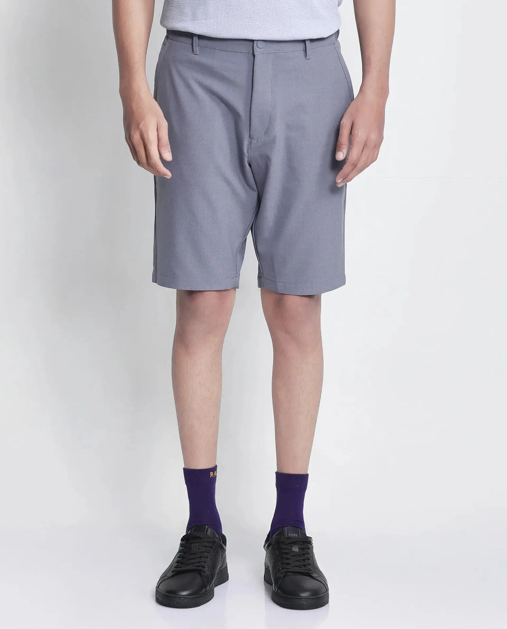 Rare Rabbit Men's Drivo Dusky Purple Polyester Blend Plain Regular Fit Shorts - Image 9