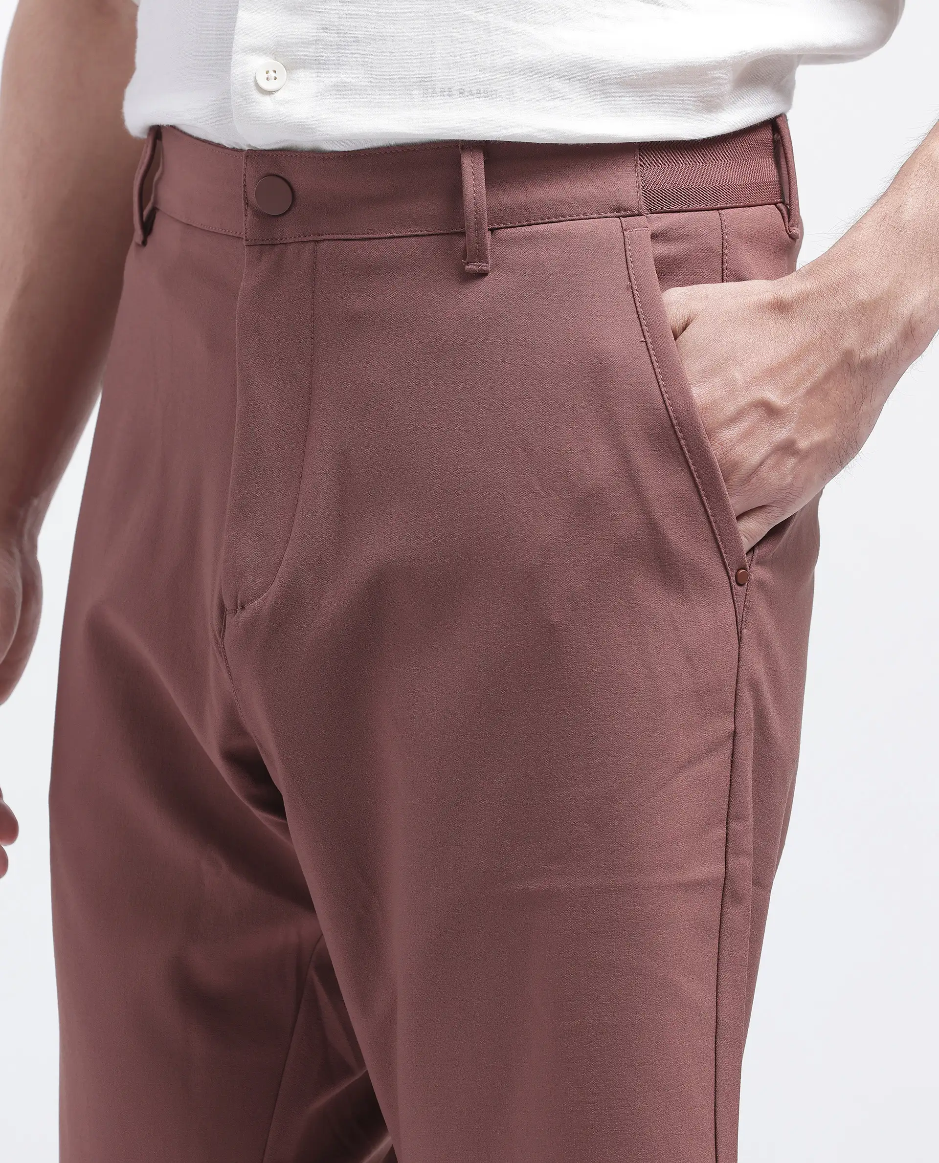 Rare Rabbit Men's Drivo Dusky Rust Polyester Blend Plain Regular Fit Shorts - Image 6