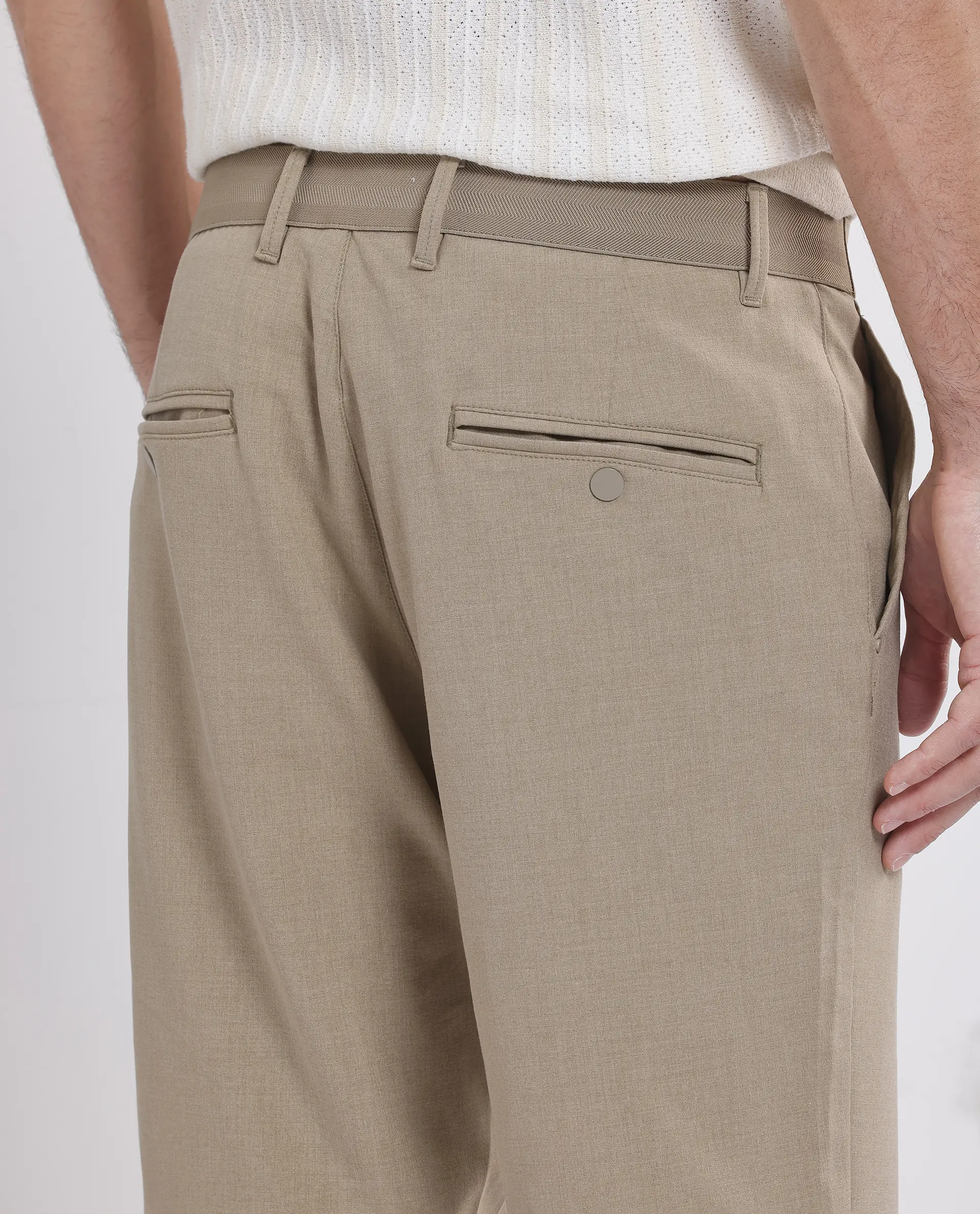 Rare Rabbit Men's Drivo Khaki Polyester Blend Plain Regular Fit Shorts - Image 7