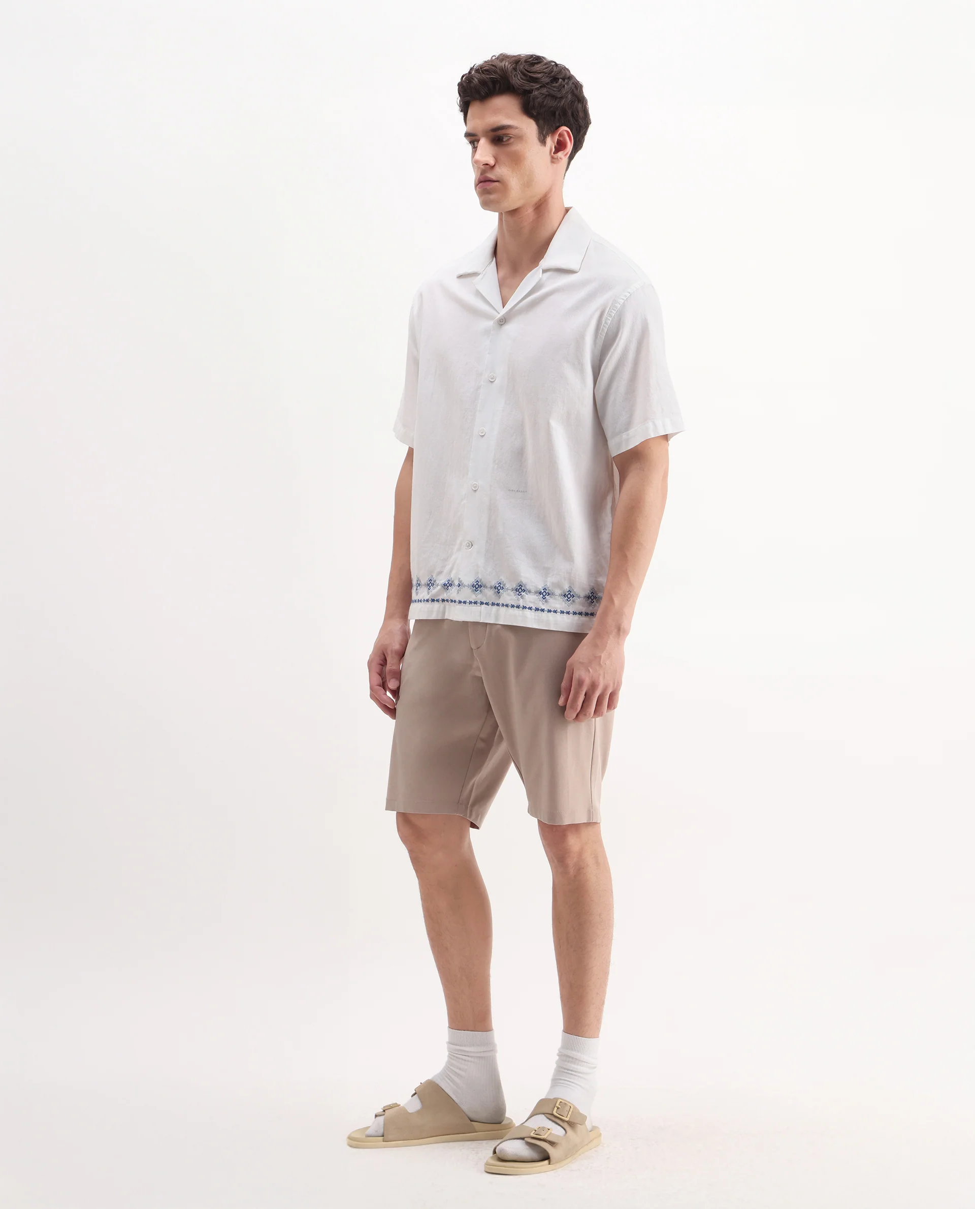 Rare Rabbit Men's Drivo Peach Polyester Blend Plain Regular Fit Shorts - Image 8