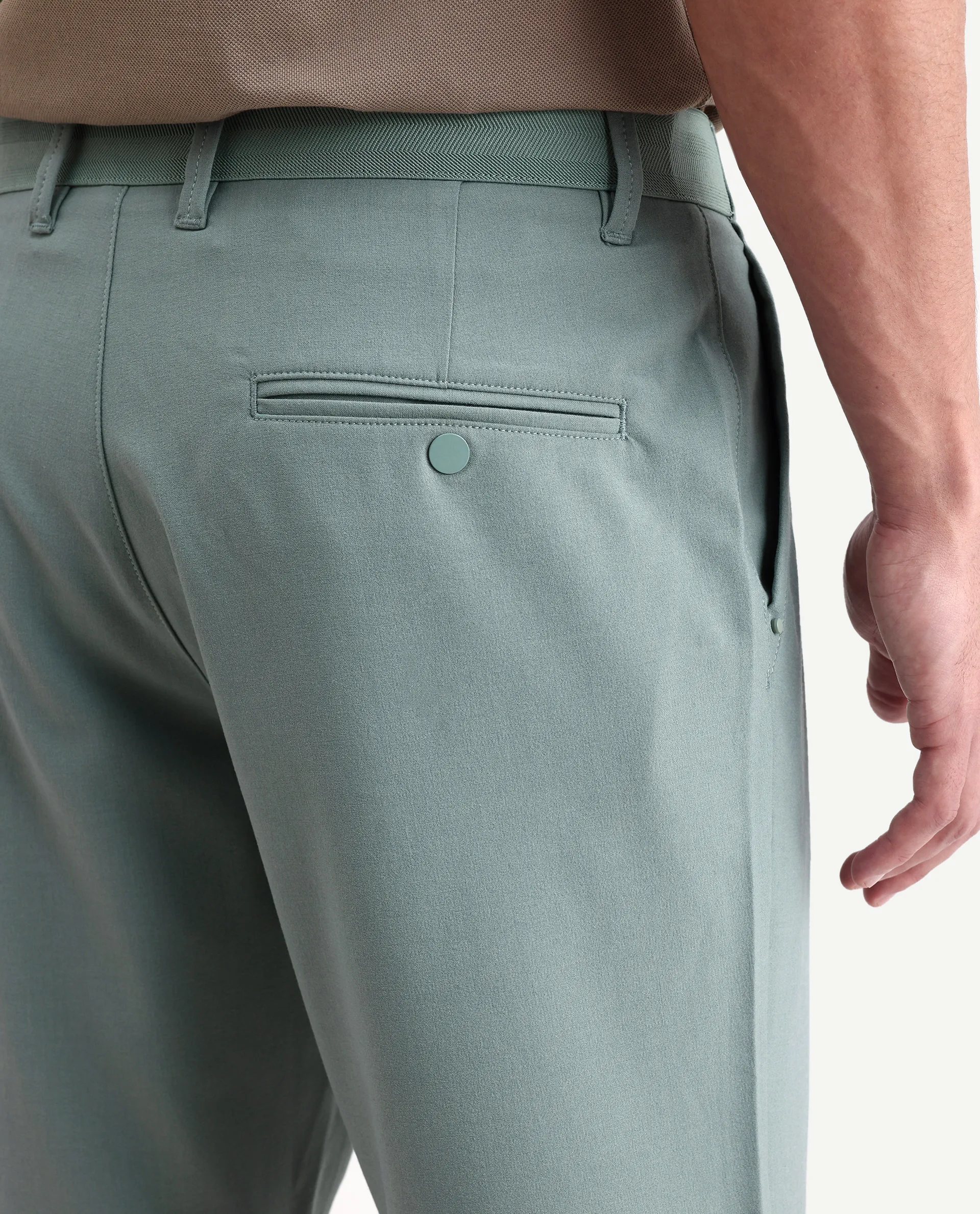 Rare Rabbit Men's Drivo-Ss26 Dusky Green Polyester Blend Fabric Regular Fit Plain Shorts - Image 7
