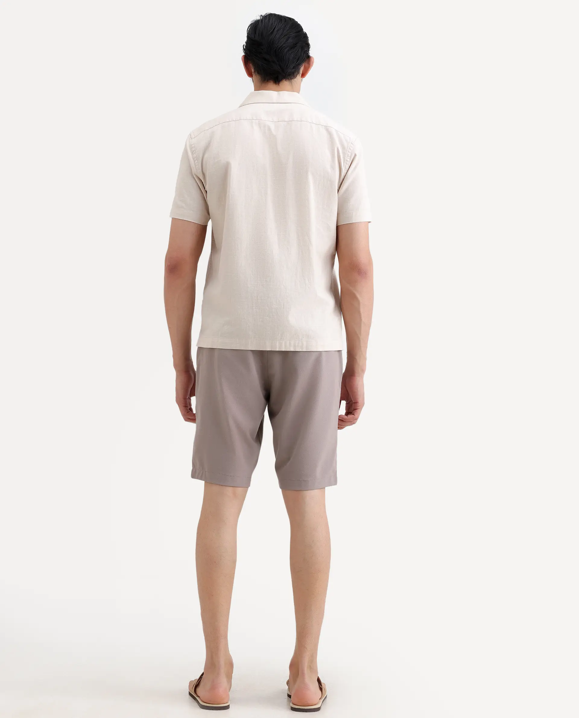 Rare Rabbit Men's Drivo-Ss26 Dusky Peach Polyester Blend Fabric Regular Fit Plain Shorts - Image 7