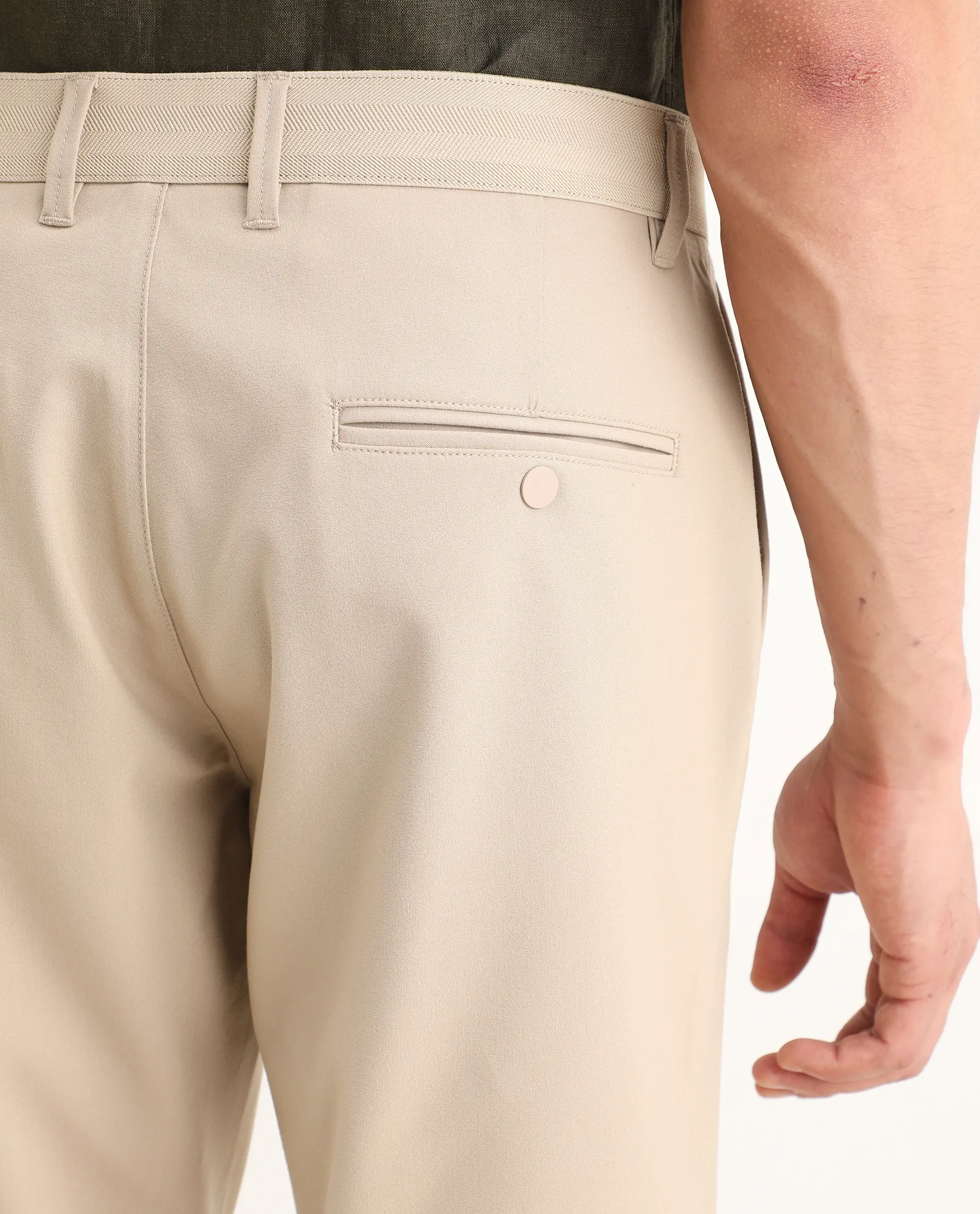 Rare Rabbit Men's Drivo-Ss26 Light Khaki Polyester Blend Fabric Regular Fit Plain Shorts - Image 8