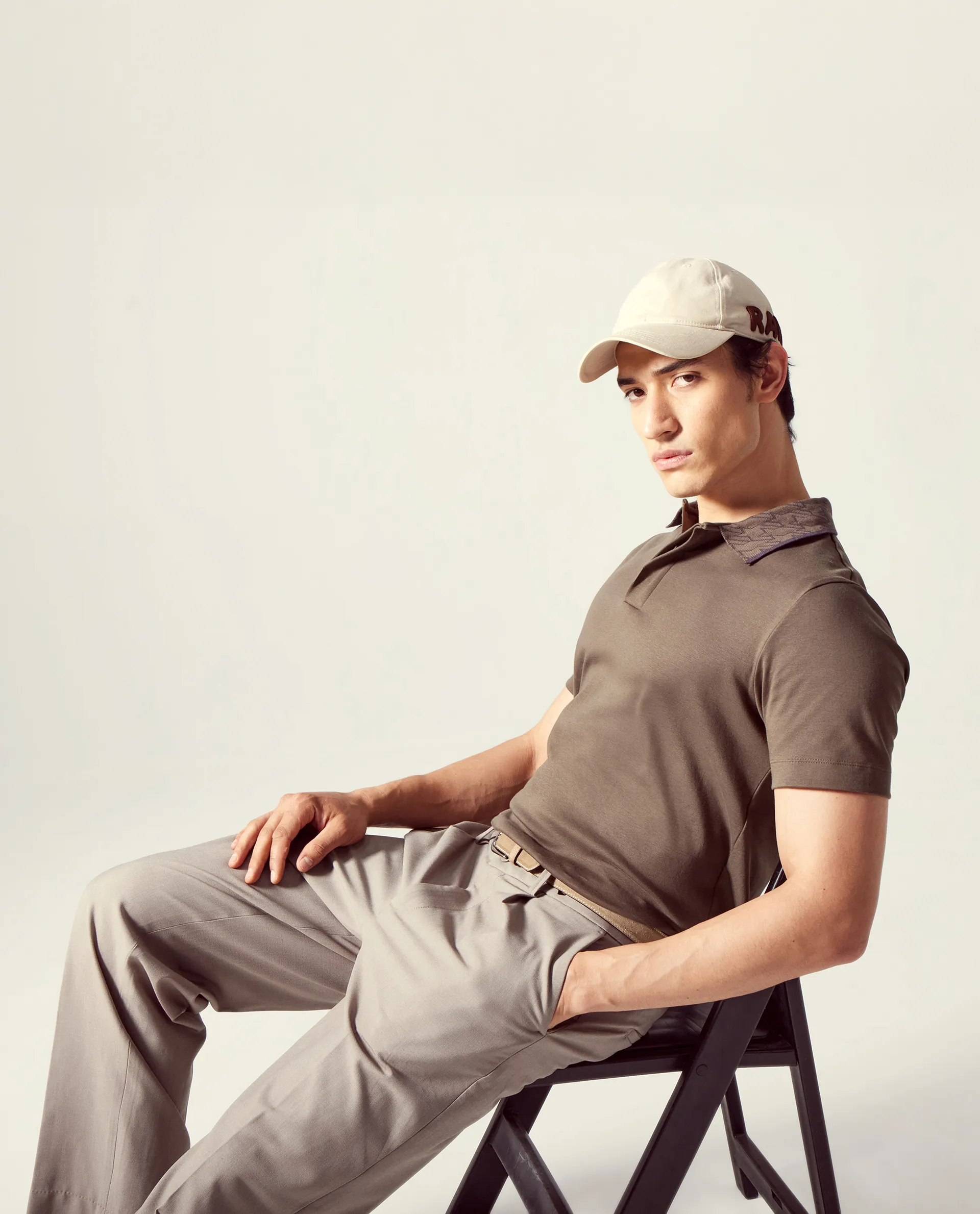 Rare Rabbit Men's Drix Olive Cotton Plain Regular Fit Half Sleeve Polo - Image 2