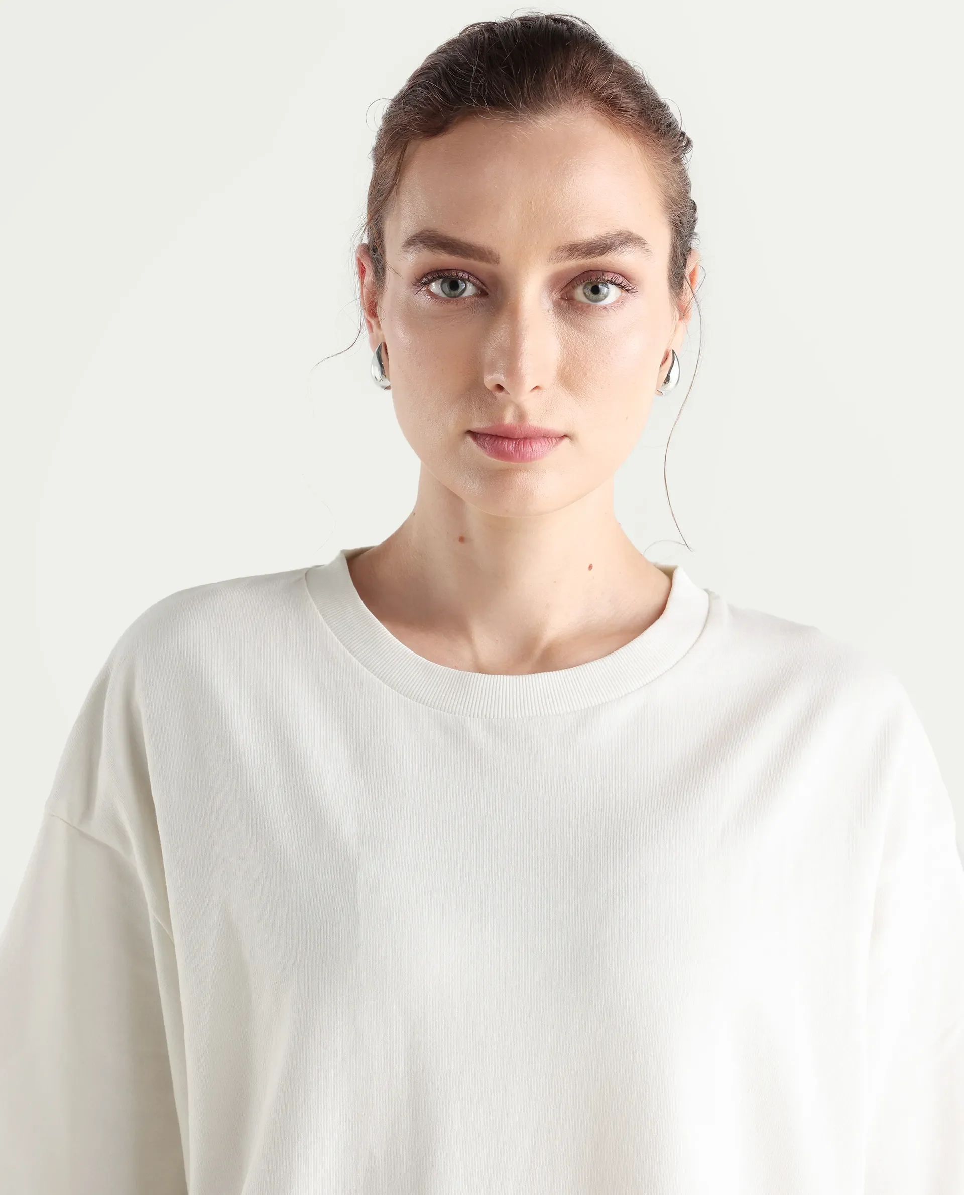 Rareism Women's Droako Off White Cotton Graphic Print Oversized T-Shirt - Image 4