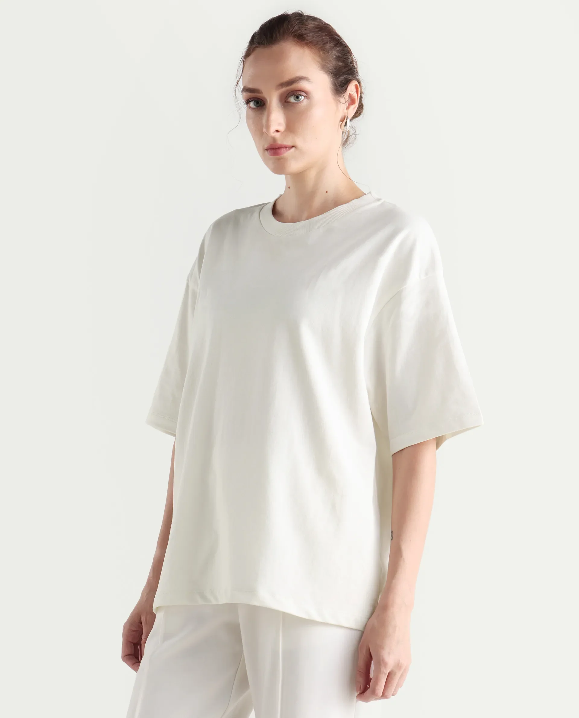 Rareism Women's Droako Off White Cotton Graphic Print Oversized T-Shirt - Image 6