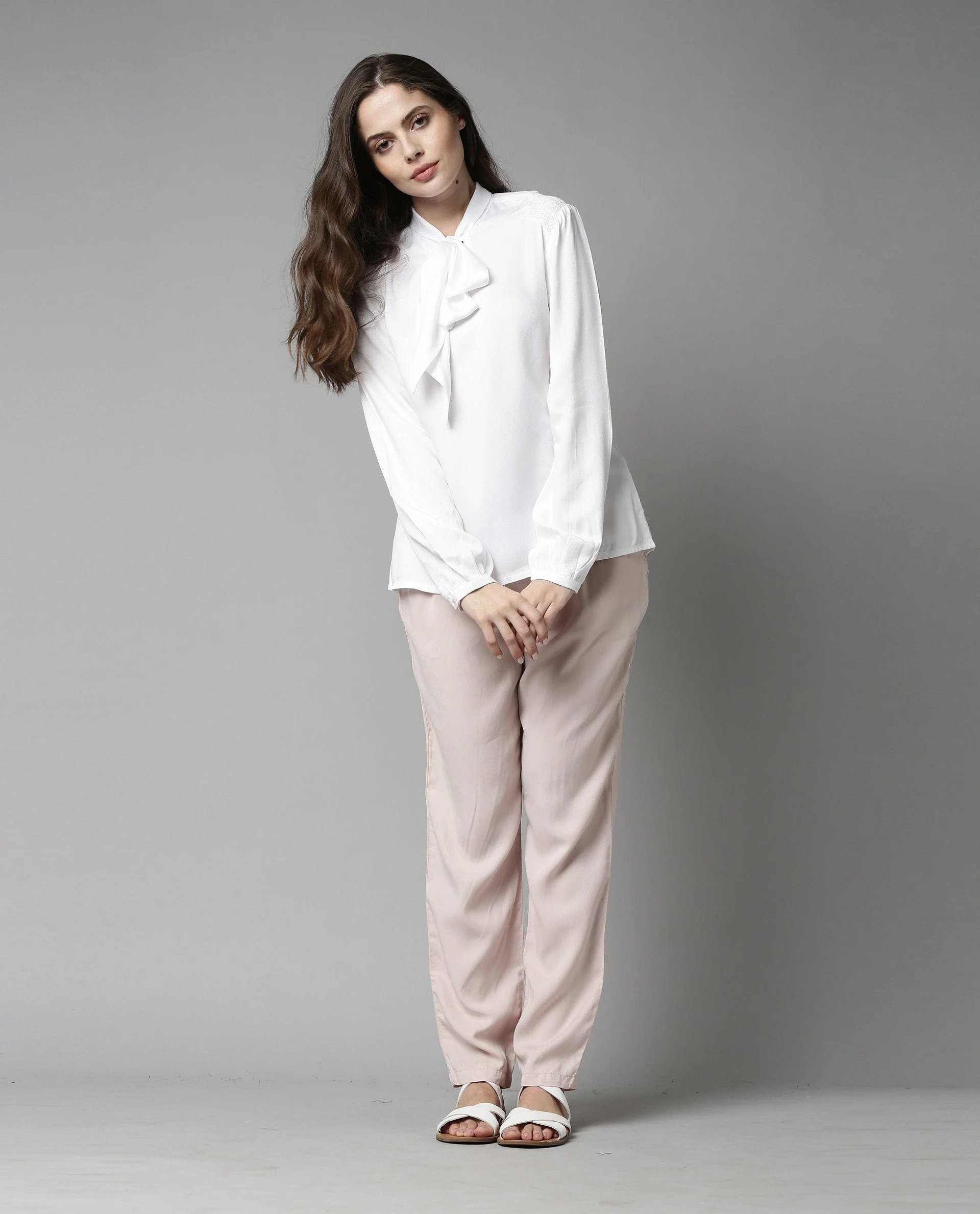 Rareism Women Drone White Top Full Sleeves Solid - Image 4