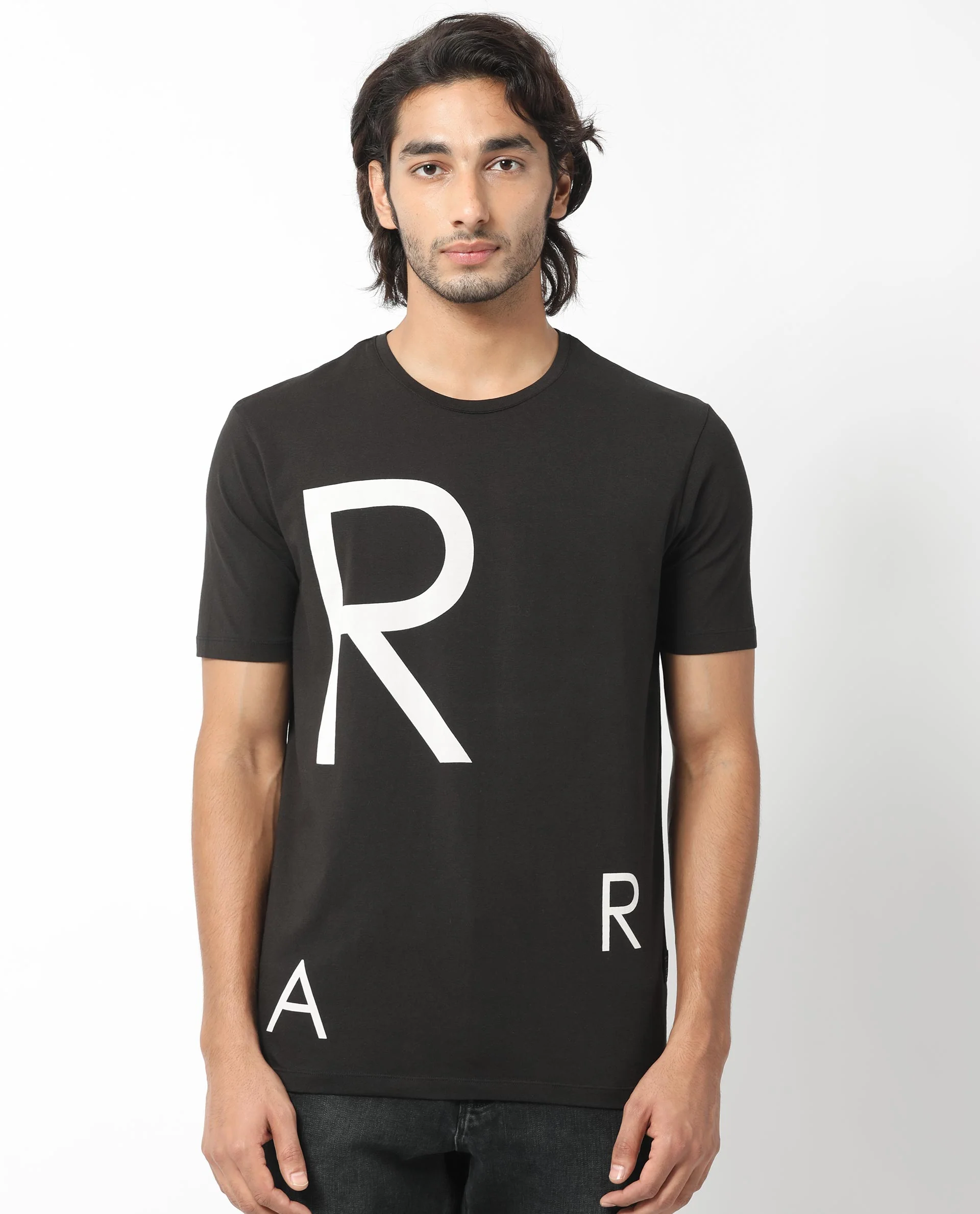 Rare Rabbit Men's Drover Black Cotton Graphic Print Slim Fit Half Sleeve Crew Neck T-Shirt - Image 6