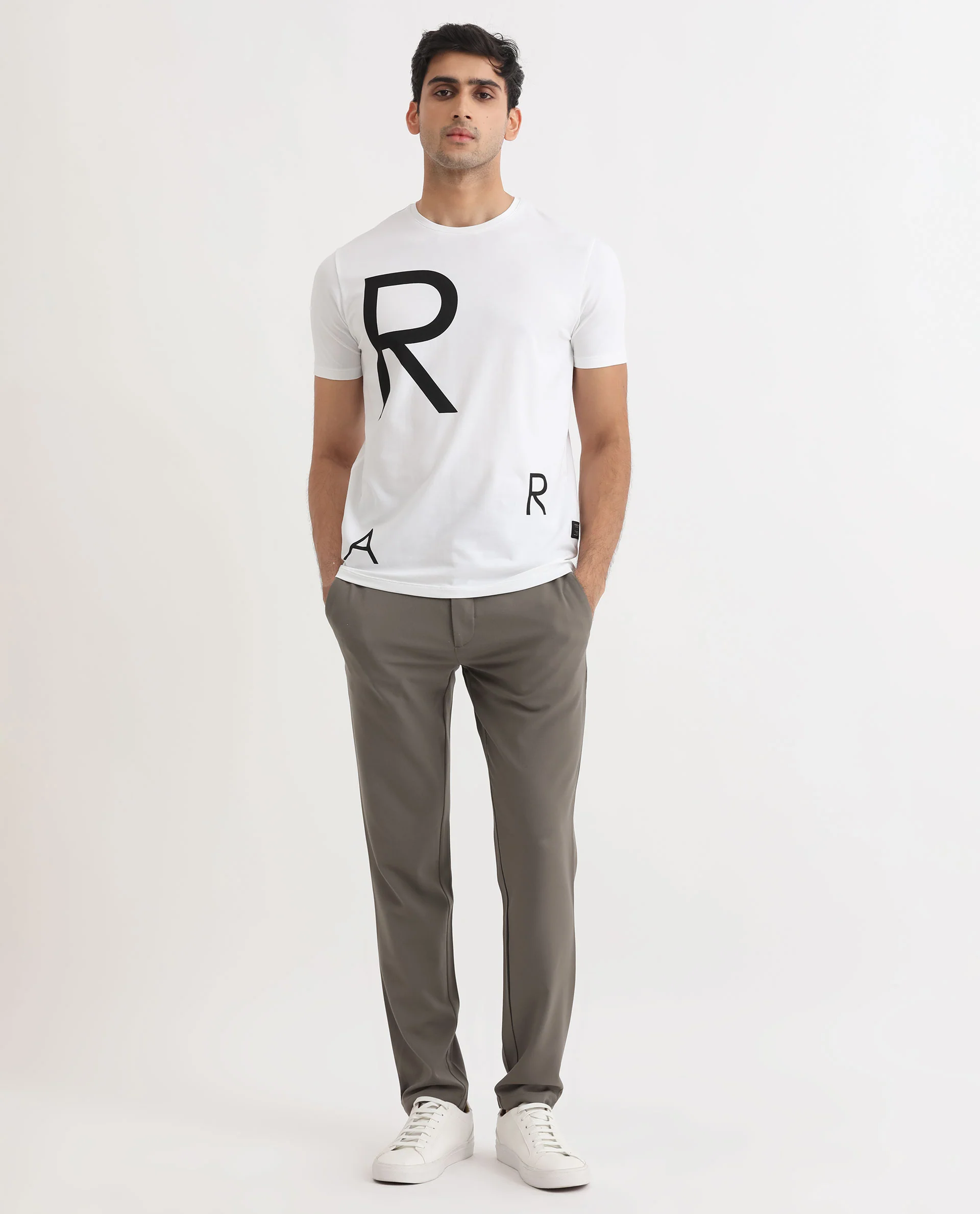 Rare Rabbit Men's Drover White Cotton Graphic Print Slim Fit Half Sleeve Crew Neck T-Shirt - Image 2