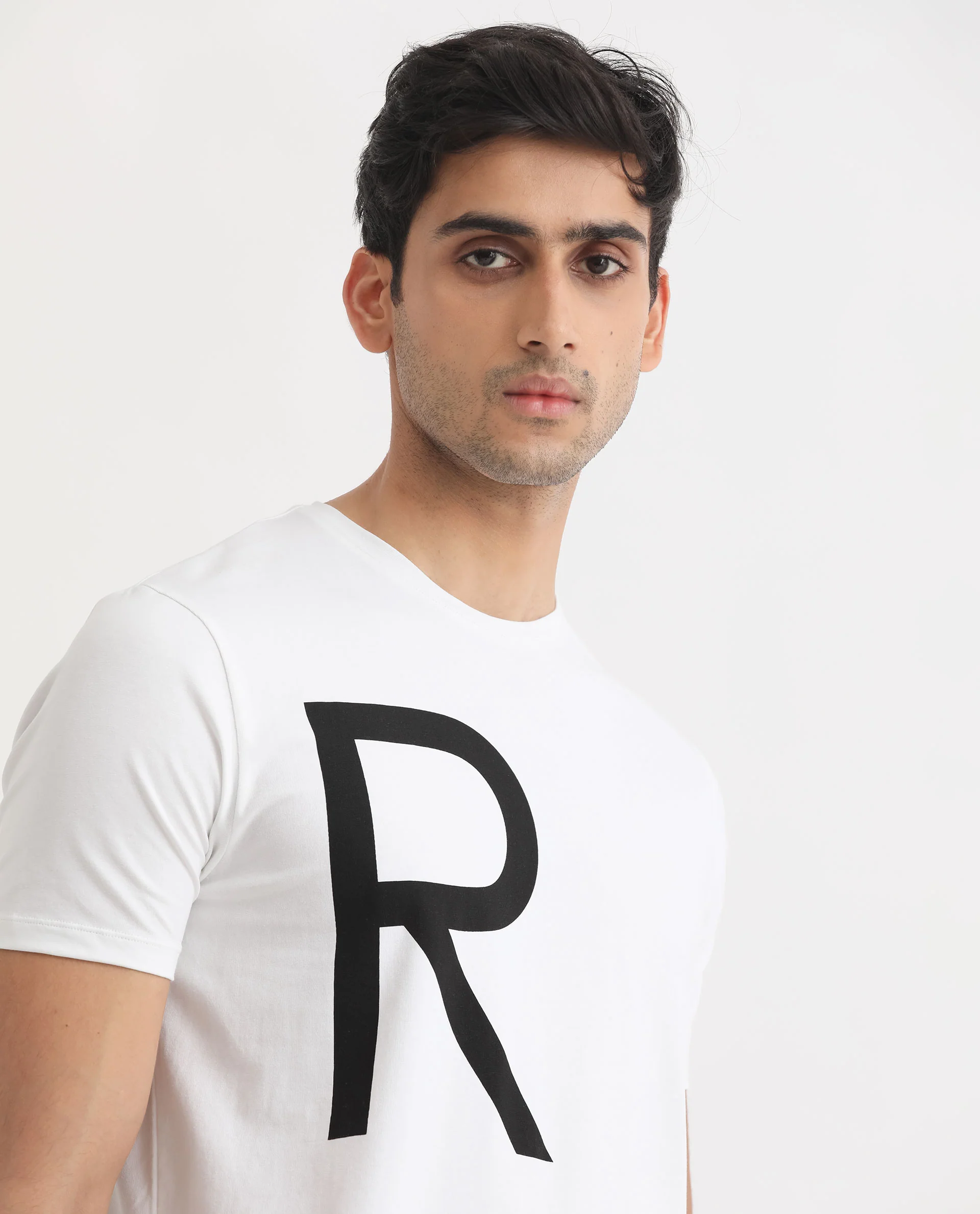 Rare Rabbit Men's Drover White Cotton Graphic Print Slim Fit Half Sleeve Crew Neck T-Shirt - Image 4
