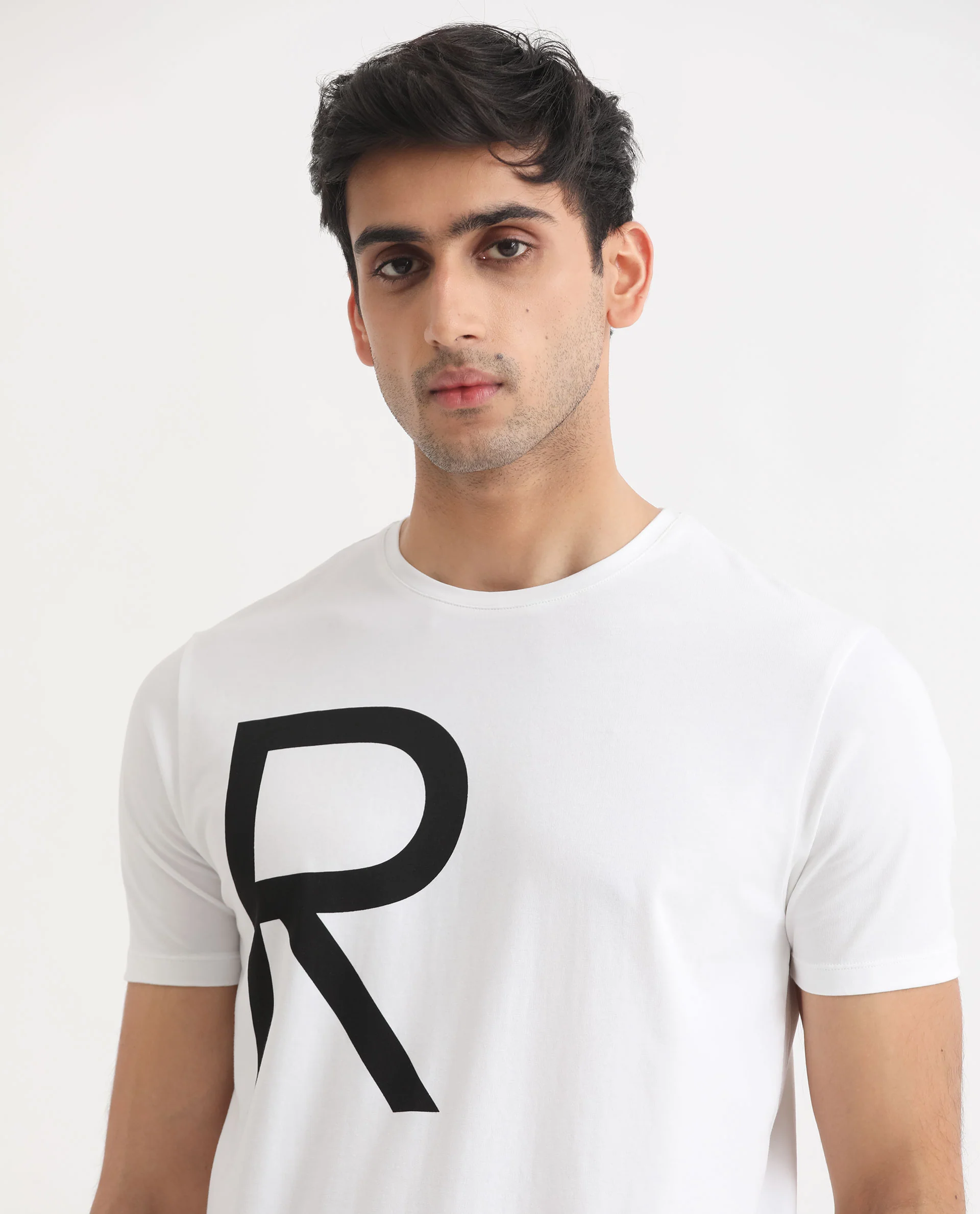 Rare Rabbit Men's Drover White Cotton Graphic Print Slim Fit Half Sleeve Crew Neck T-Shirt - Image 5