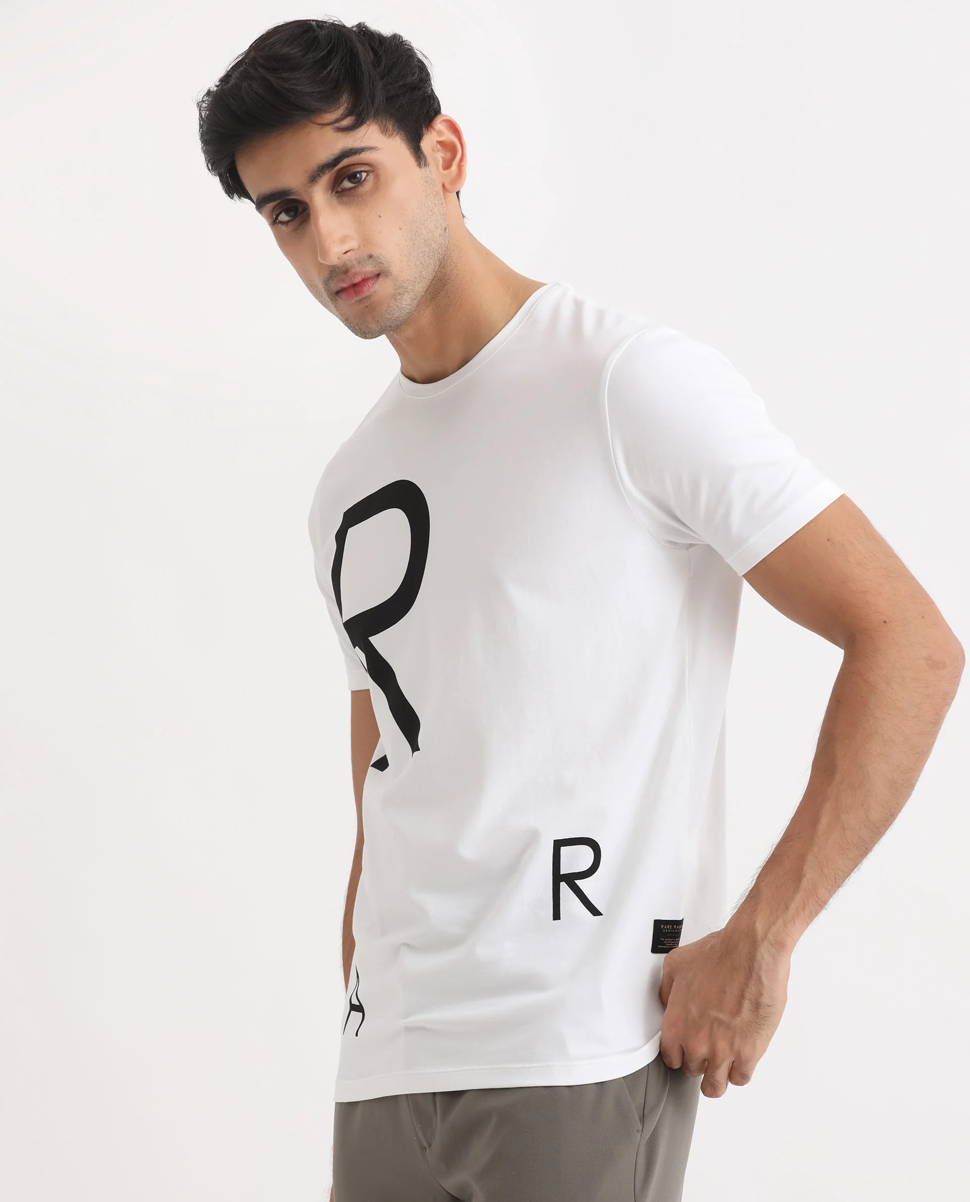 Rare Rabbit Men's Drover White Cotton Graphic Print Slim Fit Half Sleeve Crew Neck T-Shirt - Image 6