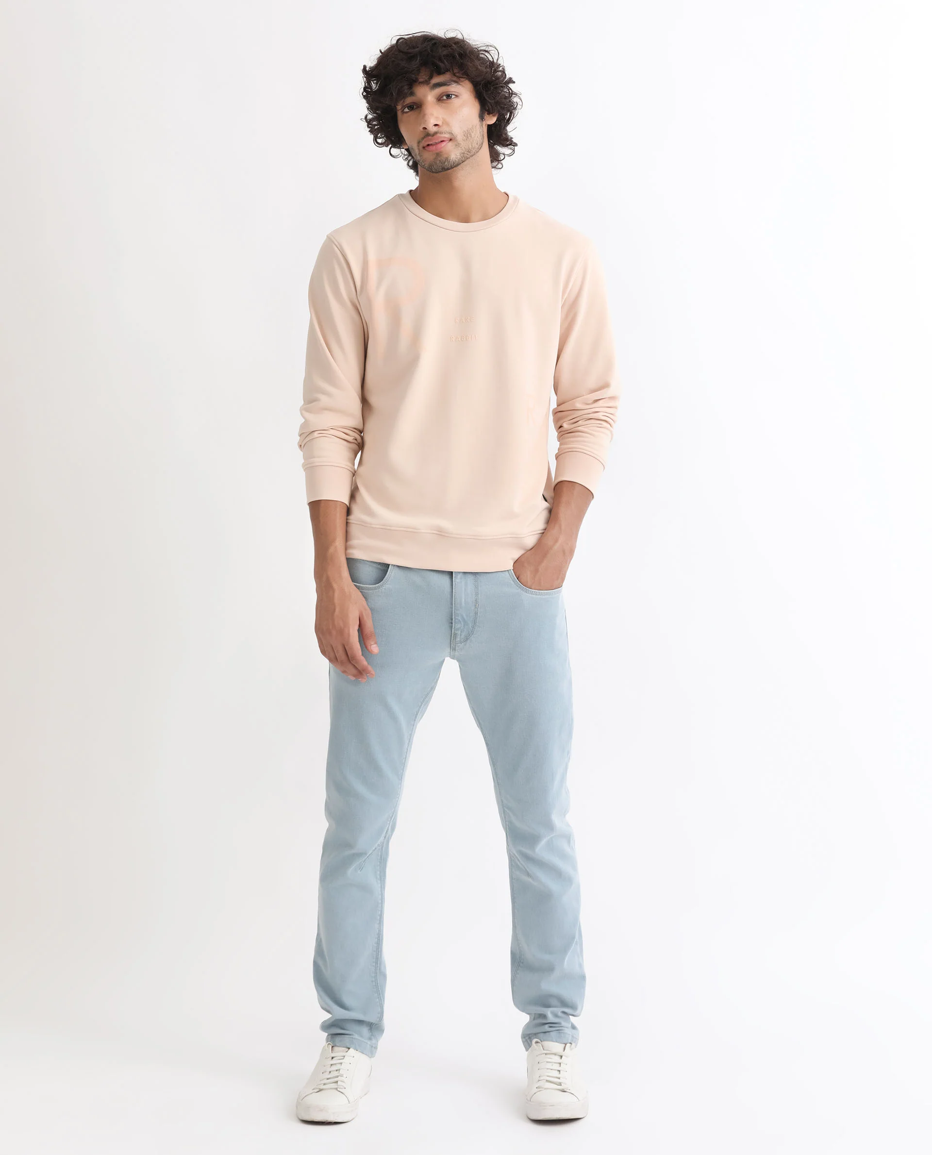 Rare Rabbit Men's Drovie Beige Cotton Graphic Print Regular Fit Full Sleeve Crew Neck Sweatshirt - Image 5